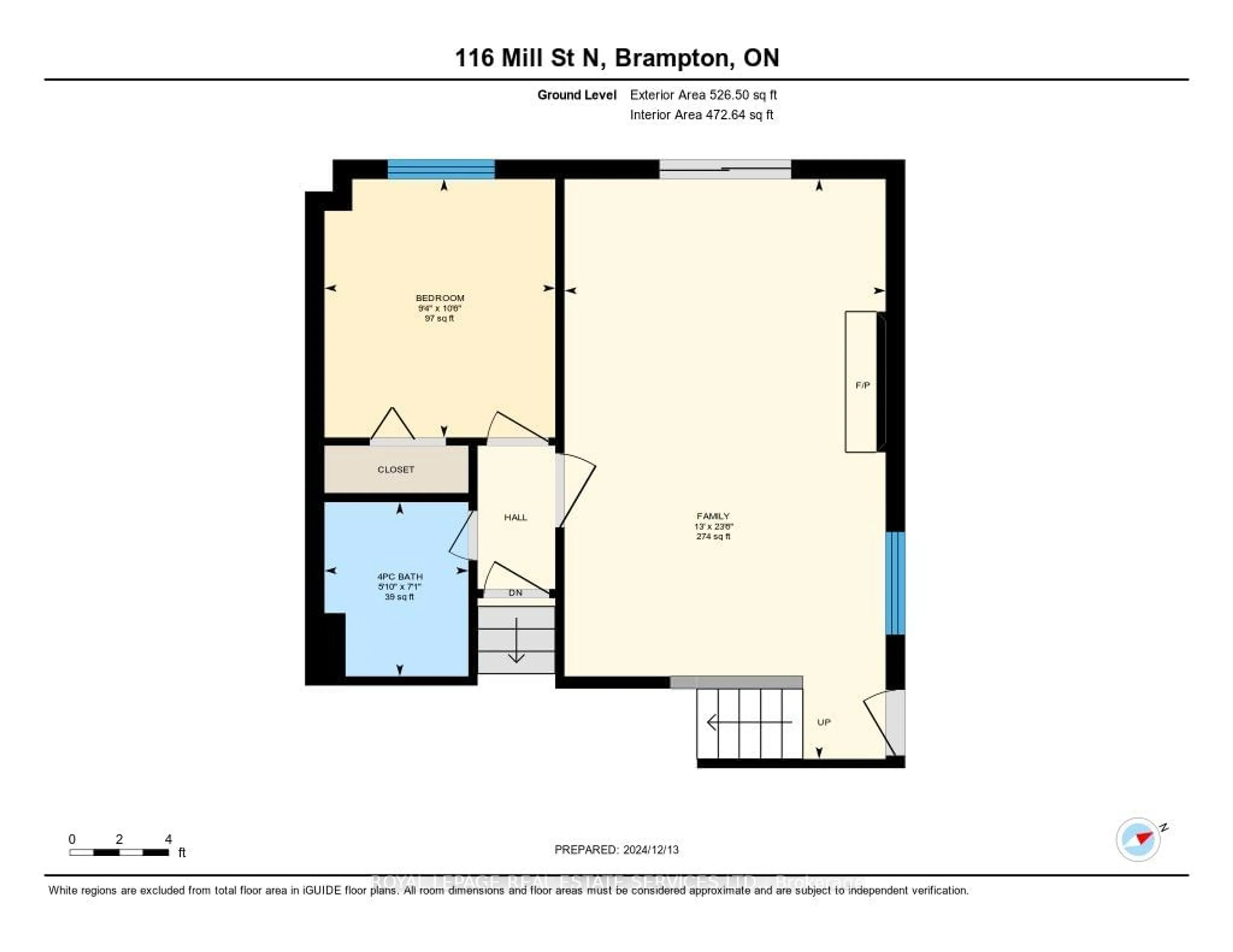 Floor plan for 116 Mill St, Brampton Ontario L6X 2P2