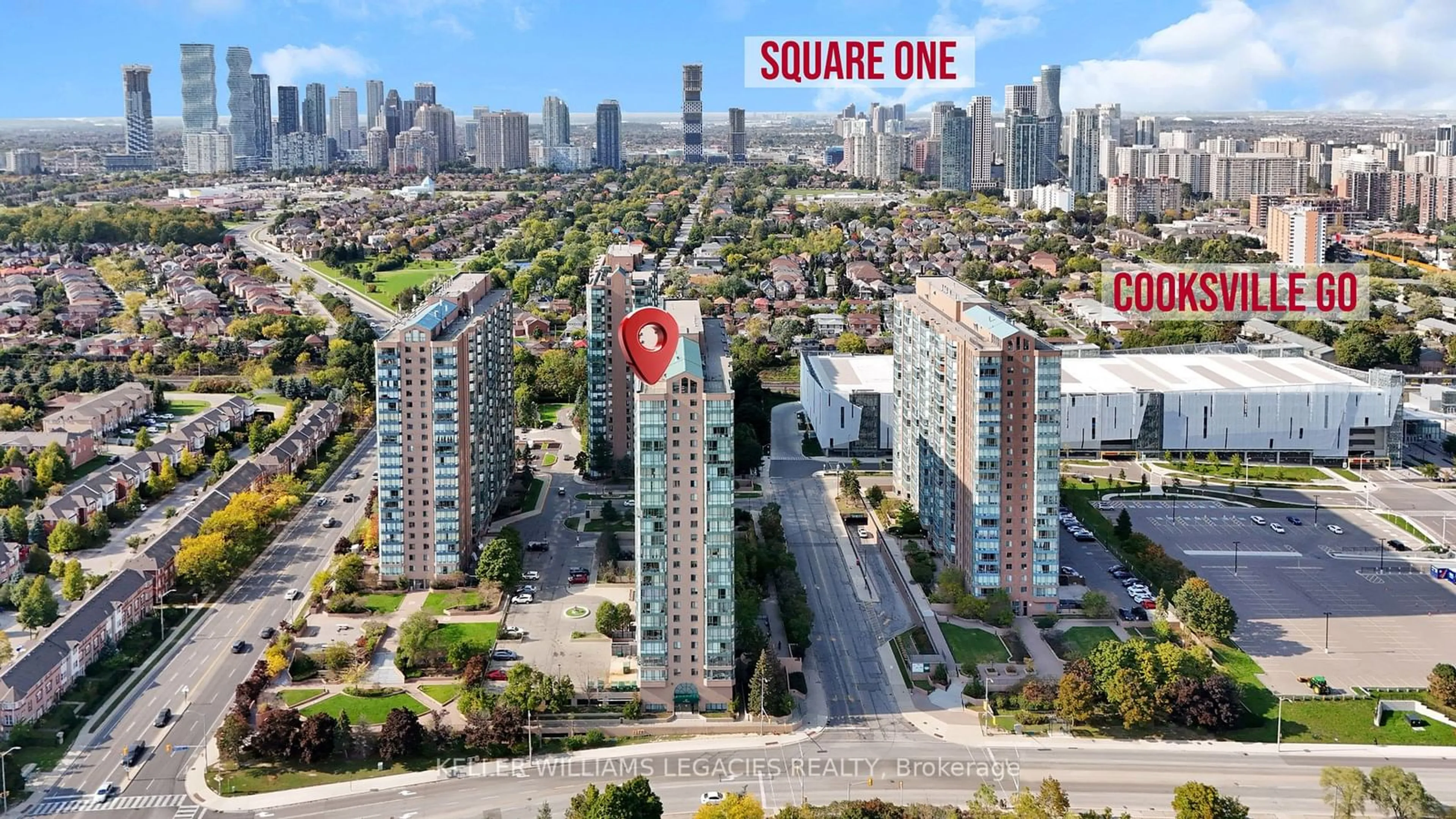 A pic from outside/outdoor area/front of a property/back of a property/a pic from drone, city buildings view from balcony for 145 Hillcrest Ave #1701, Mississauga Ontario L5B 3Z1