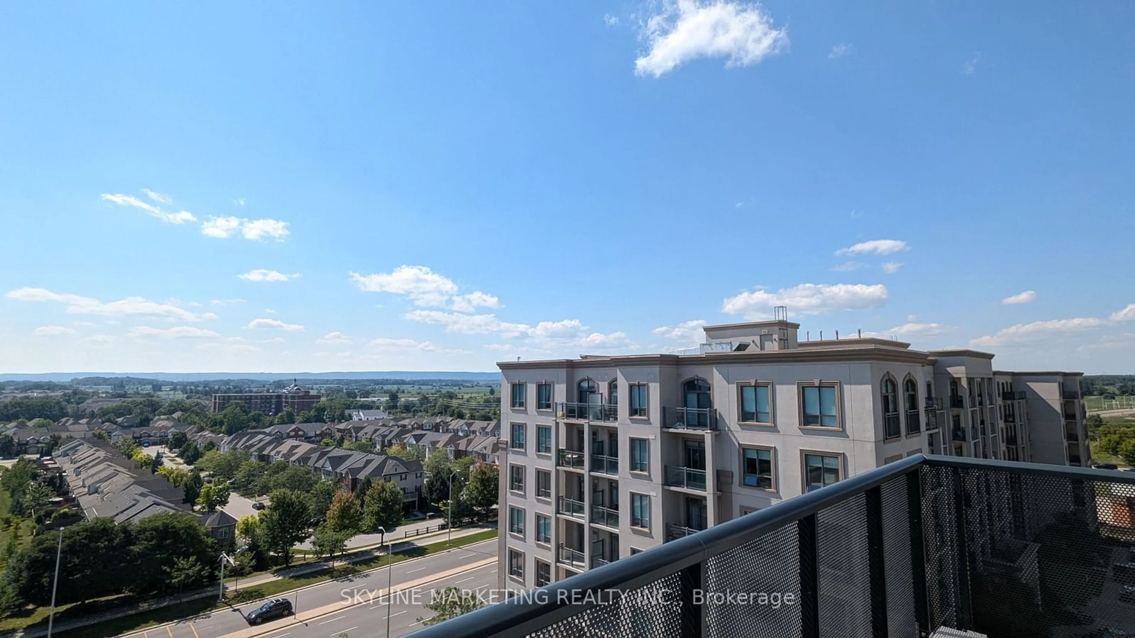 Balcony in the apartment, city buildings view from balcony for 2450 Old Bronte Rd #834, Oakville Ontario L6M 5P6