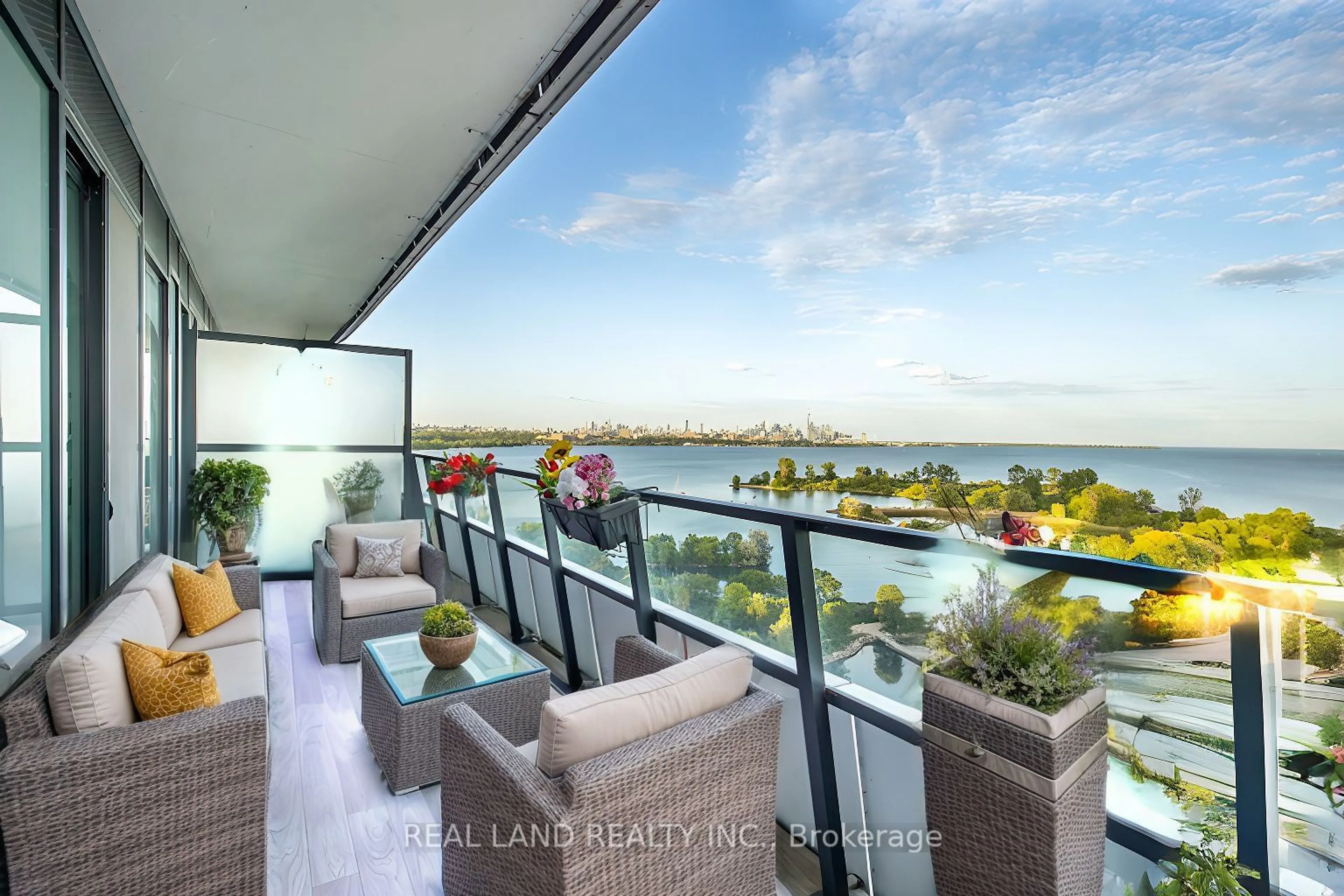 Balcony in the apartment, water/lake/river/ocean view for 20 Shore Breeze Dr #1208, Toronto Ontario M8V 0C7