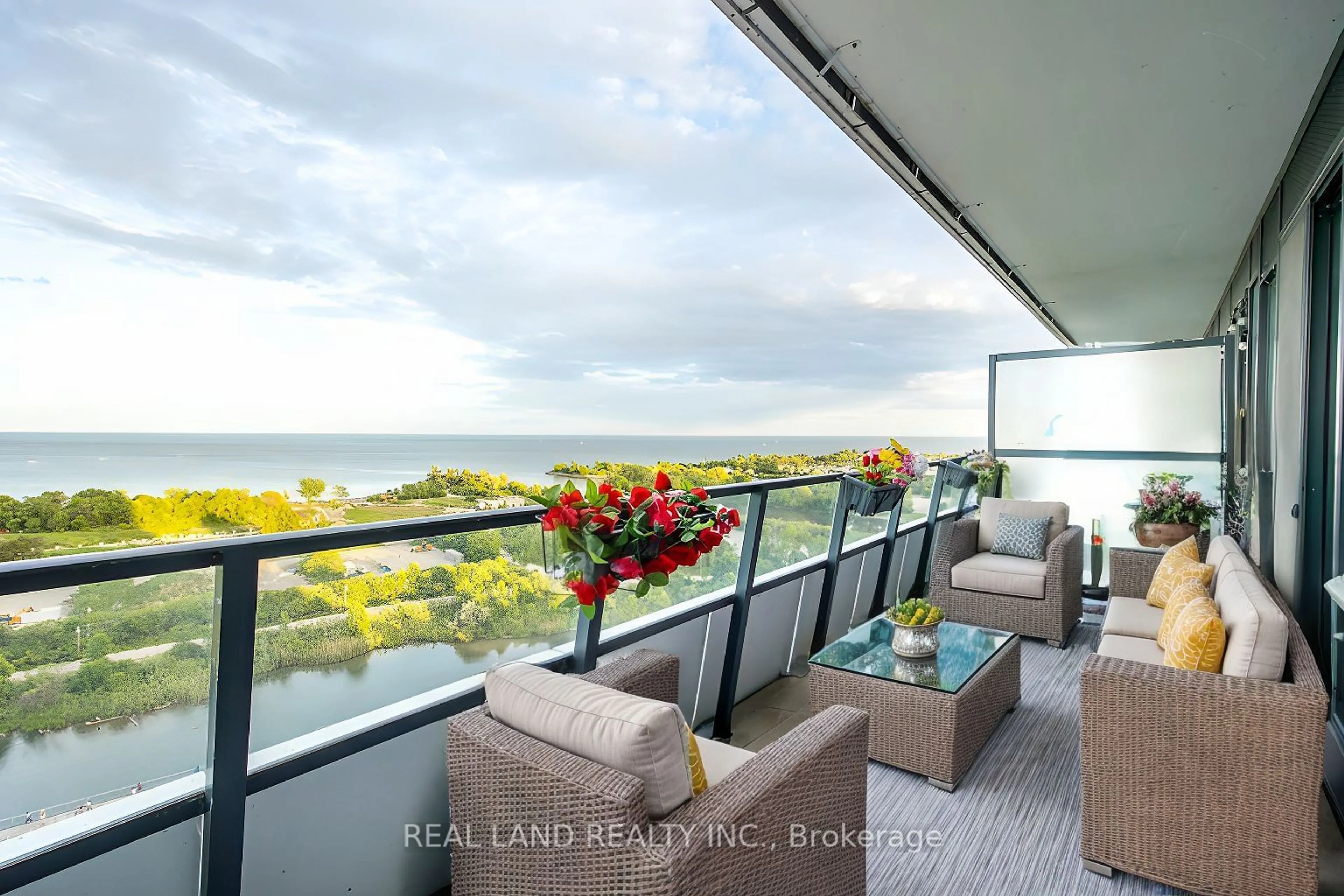 Balcony in the apartment, water/lake/river/ocean view for 20 Shore Breeze Dr #1208, Toronto Ontario M8V 0C7