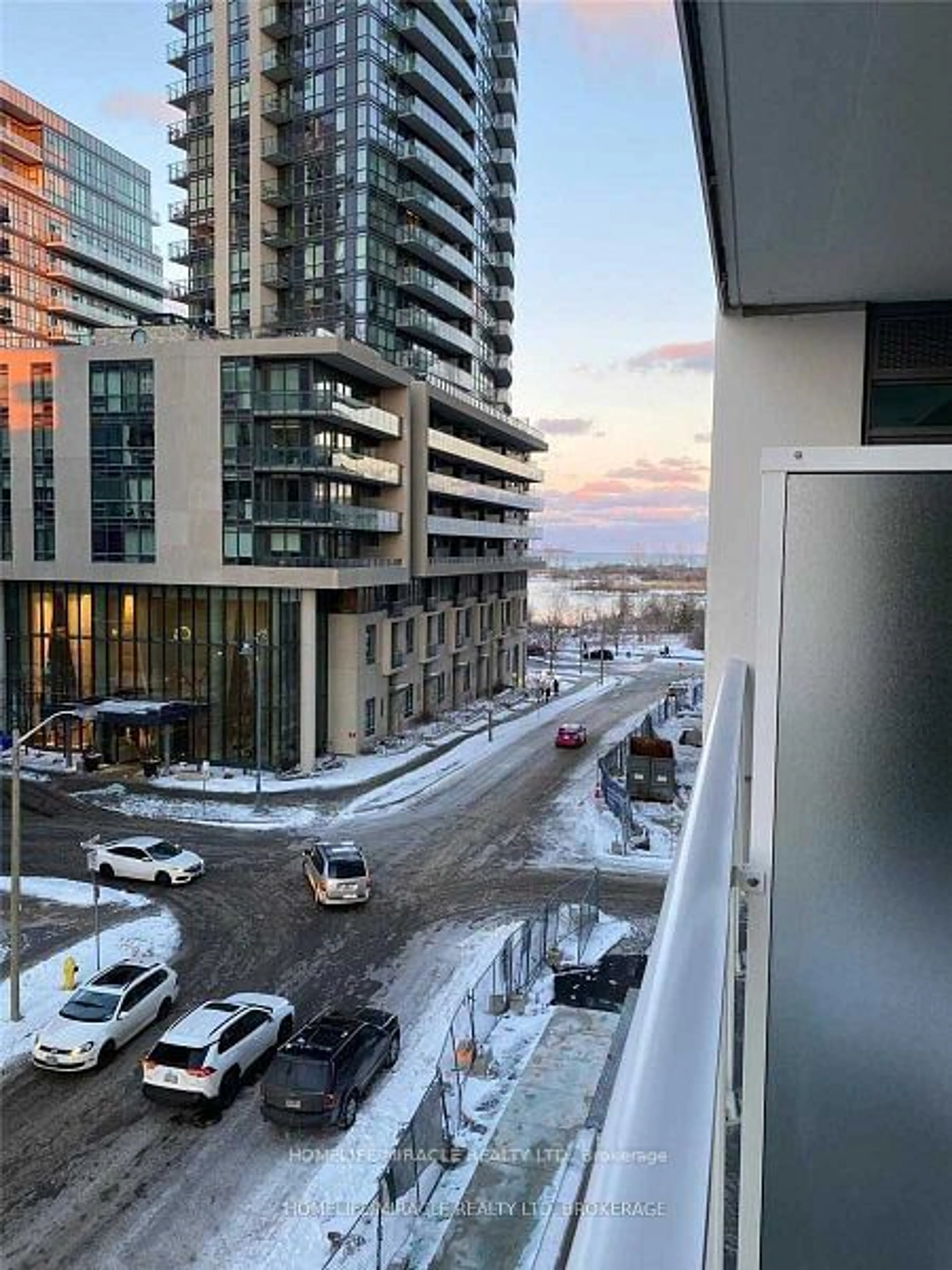 Balcony in the apartment, city buildings view from balcony for 70 Annie Craig Dr #306, Toronto Ontario M8V 0G2