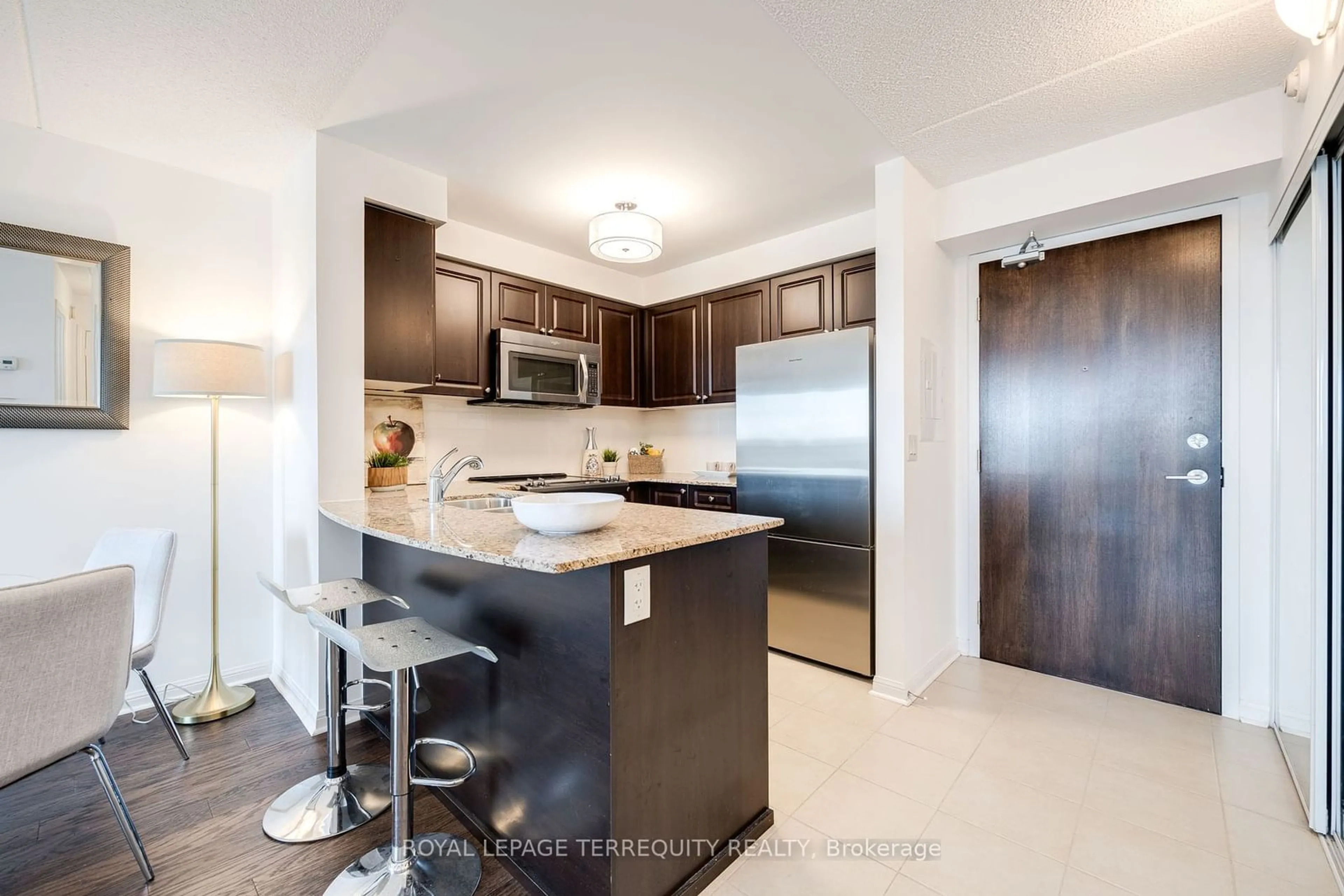 Standard kitchen, ceramic/tile floor for 50 Via Rosedale Way #307, Brampton Ontario L6R 3Z7