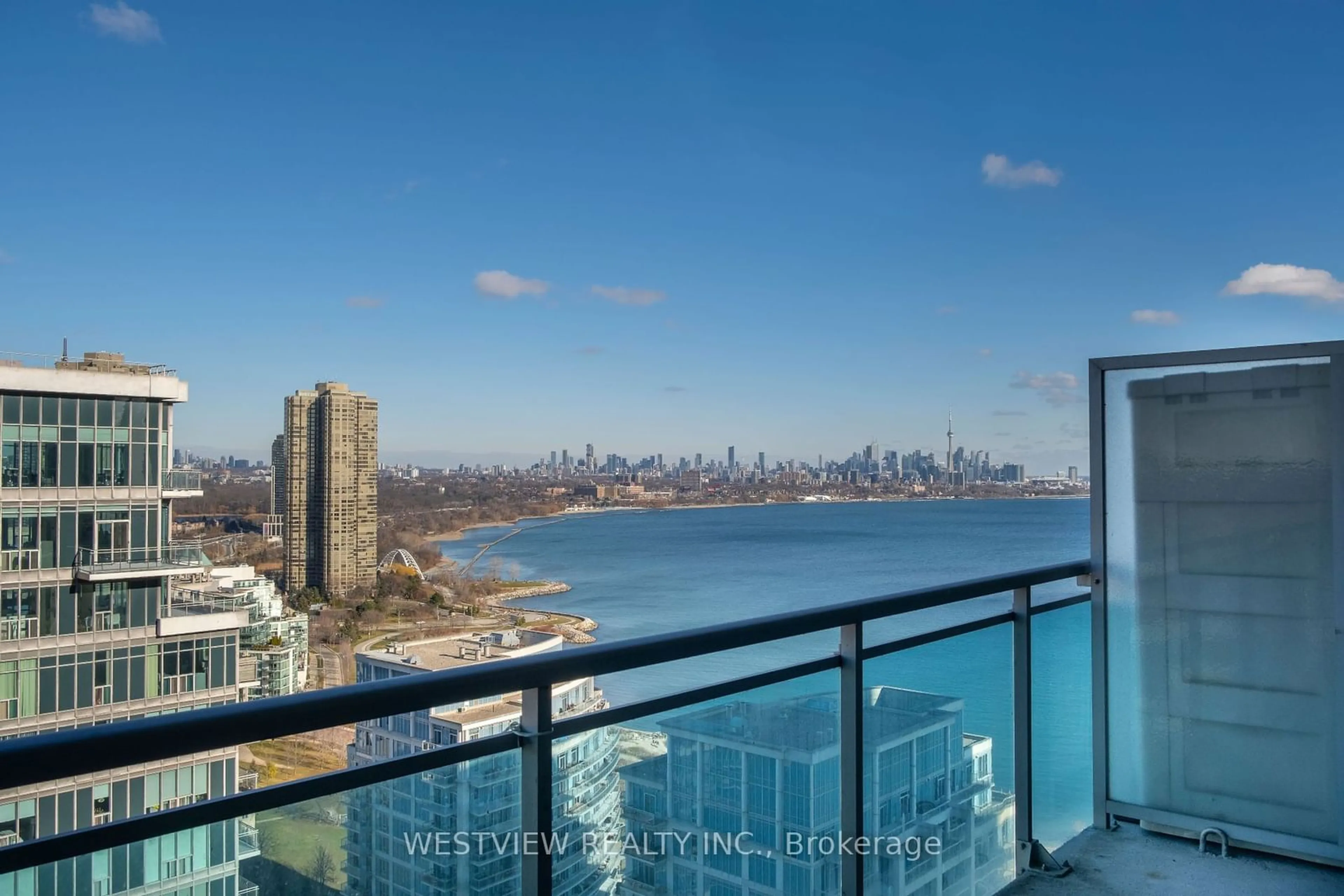 Balcony in the apartment, water/lake/river/ocean view for 16 Brookers Lane #2506, Toronto Ontario M8V 0A5