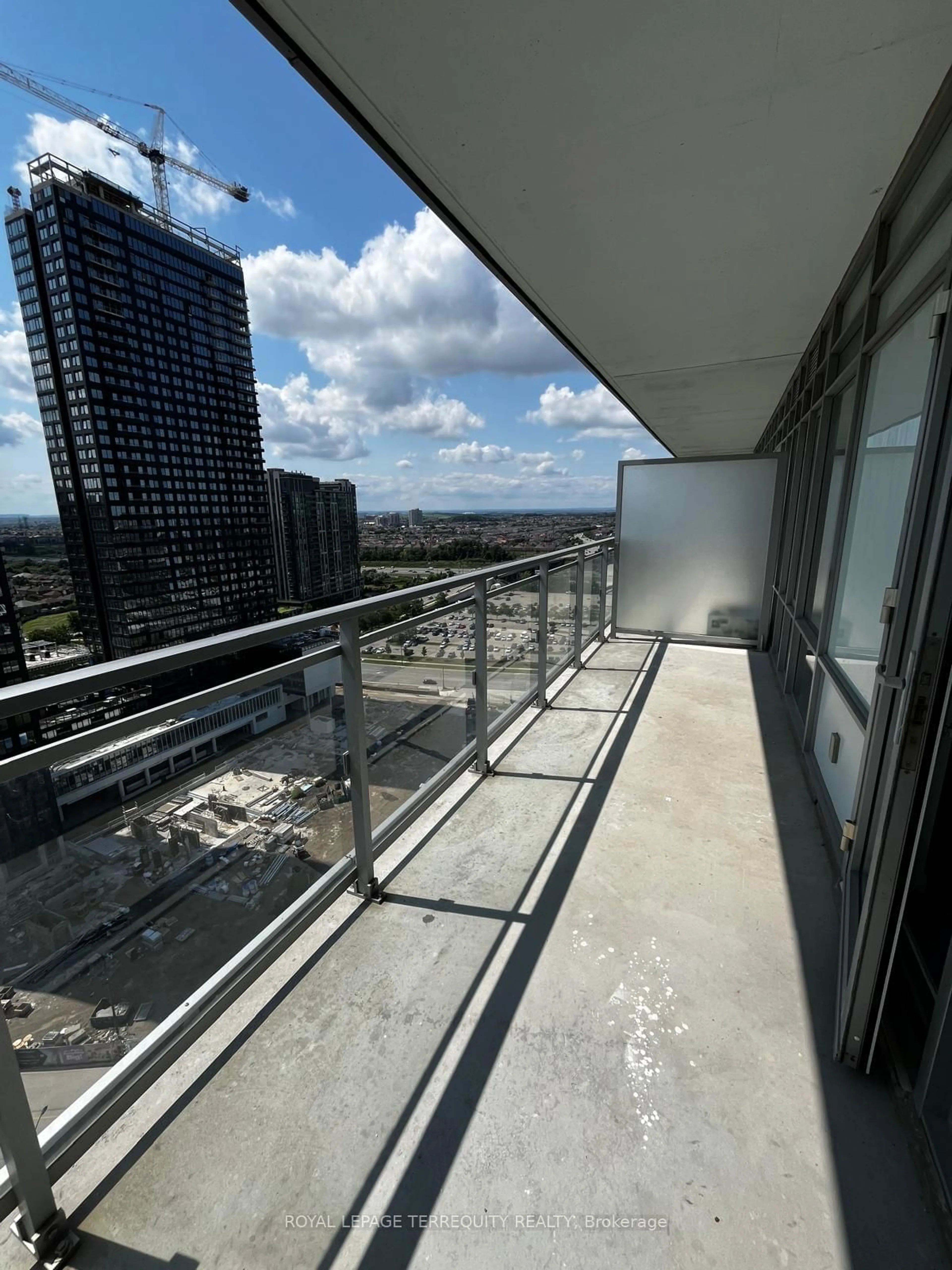 Balcony in the apartment, city buildings view from balcony for 360 Square One Dr #1907, Mississauga Ontario L5B 0G7