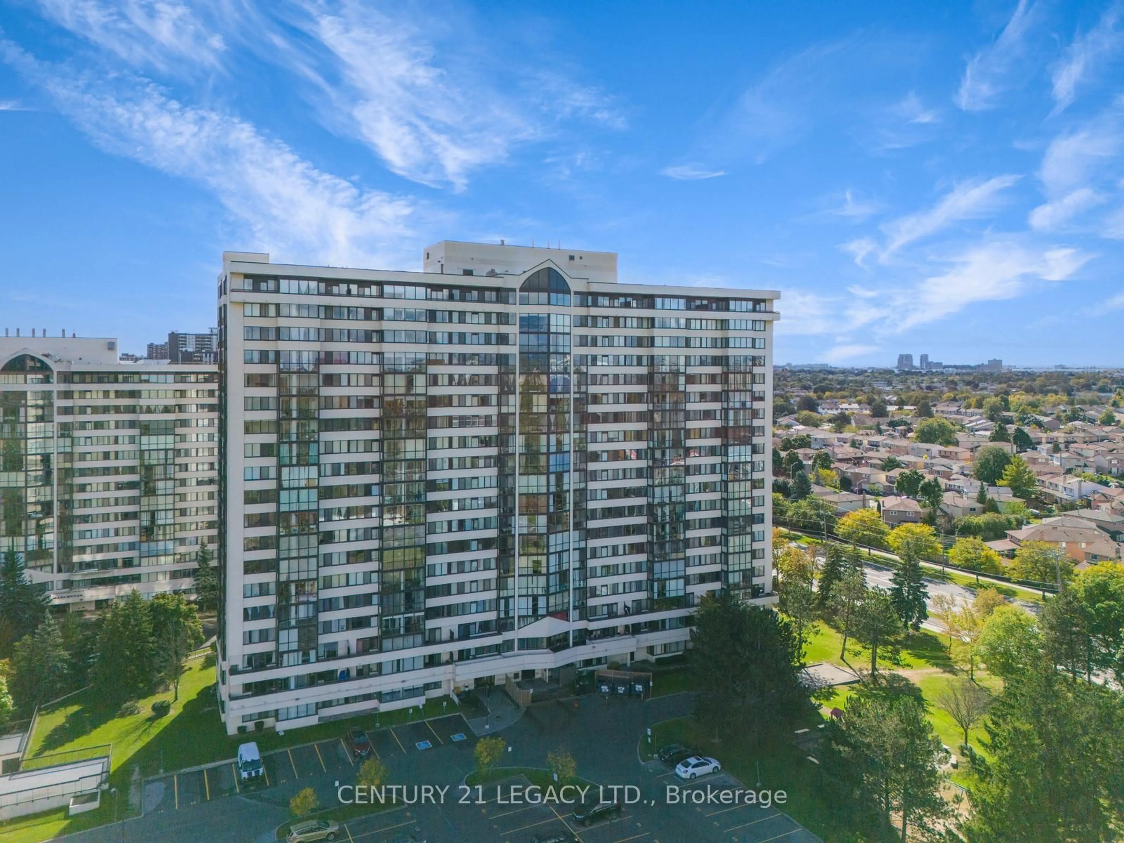 A pic from outside/outdoor area/front of a property/back of a property/a pic from drone, city buildings view from balcony for 10 Markbrook Lane #1410, Toronto Ontario M9V 5E3