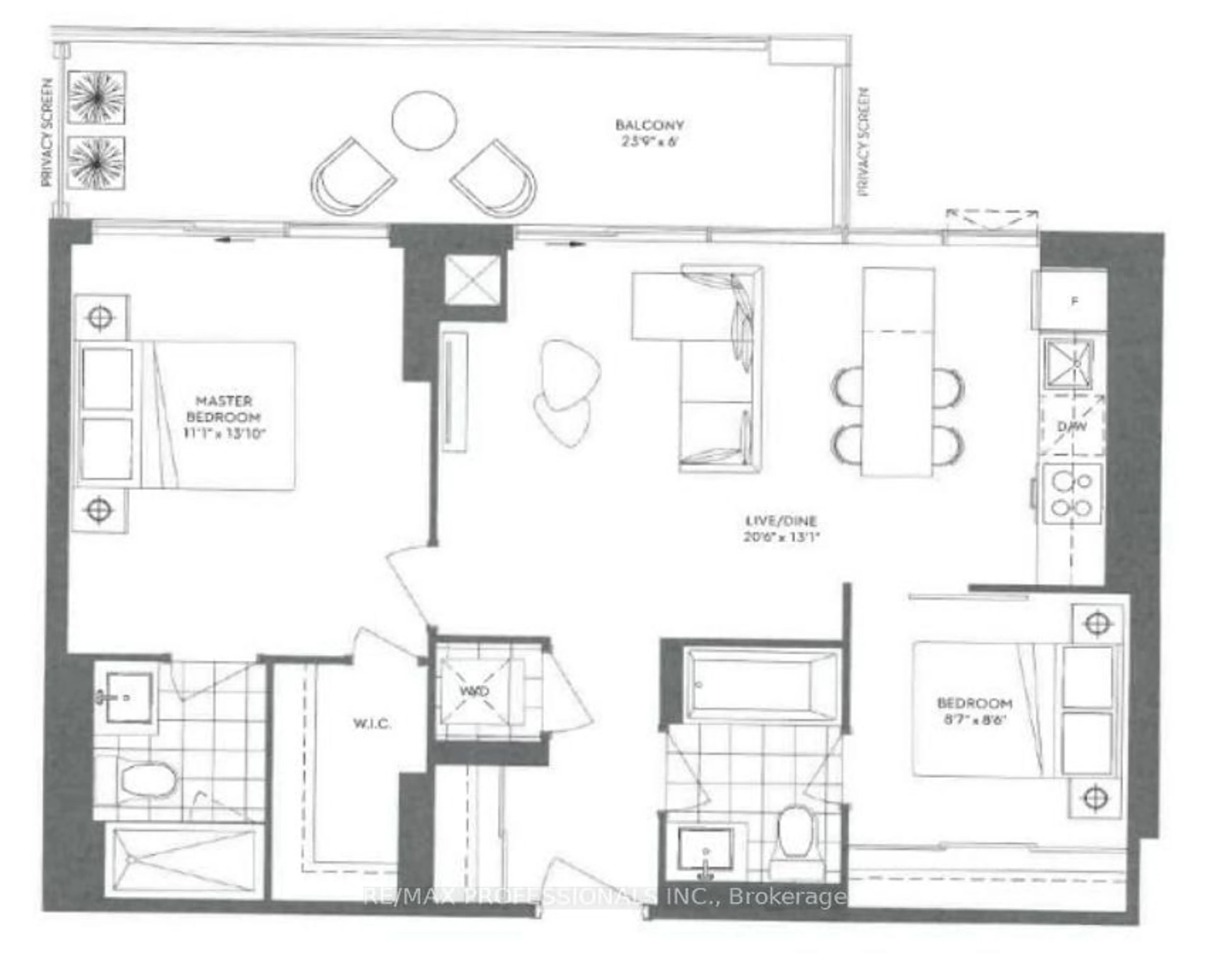 Floor plan for 65 Annie Craig Dr #607, Toronto Ontario M8V 0G3