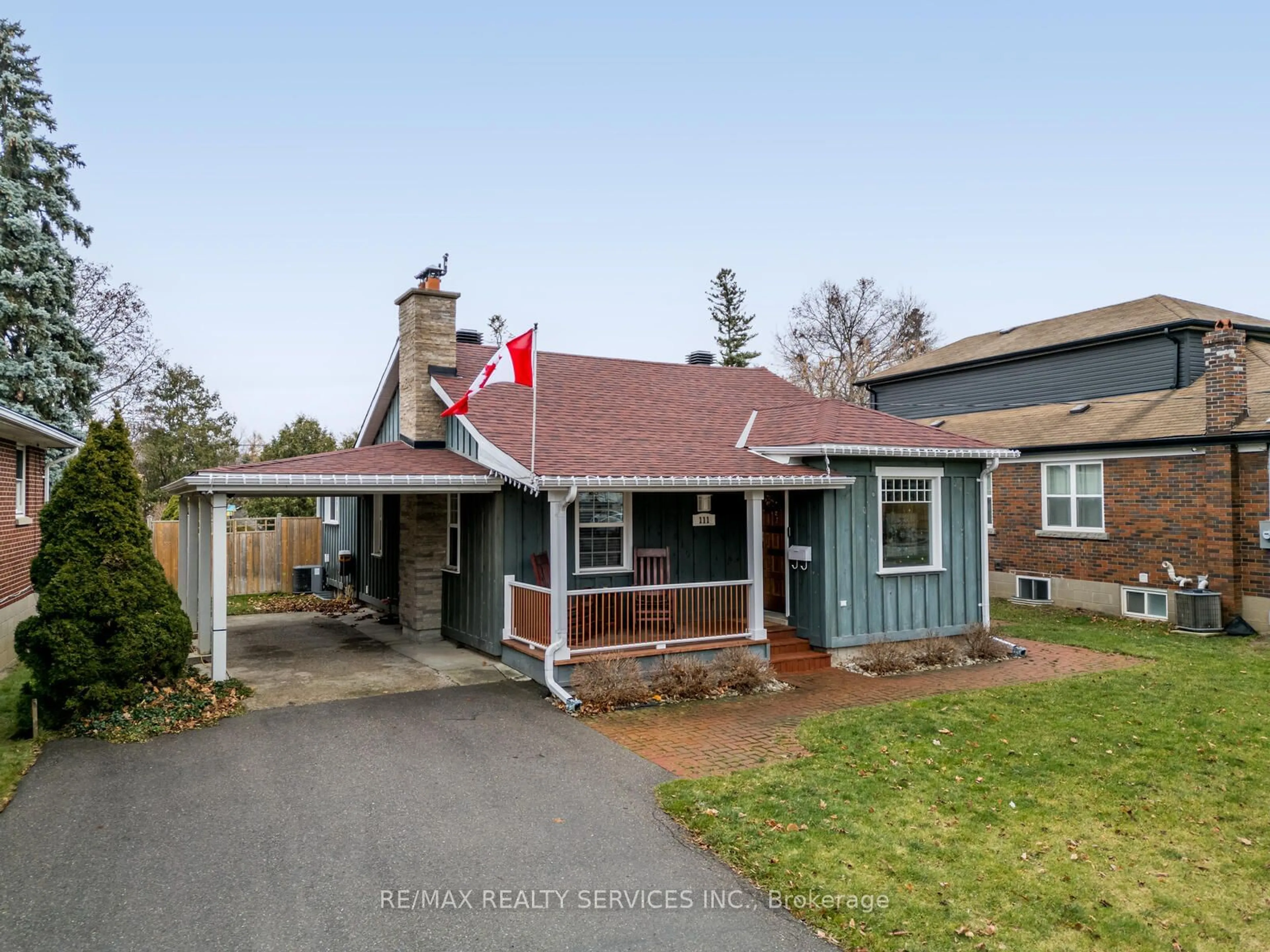 A pic from outside/outdoor area/front of a property/back of a property/a pic from drone, street for 111 Denison Ave, Brampton Ontario L6X 1E9