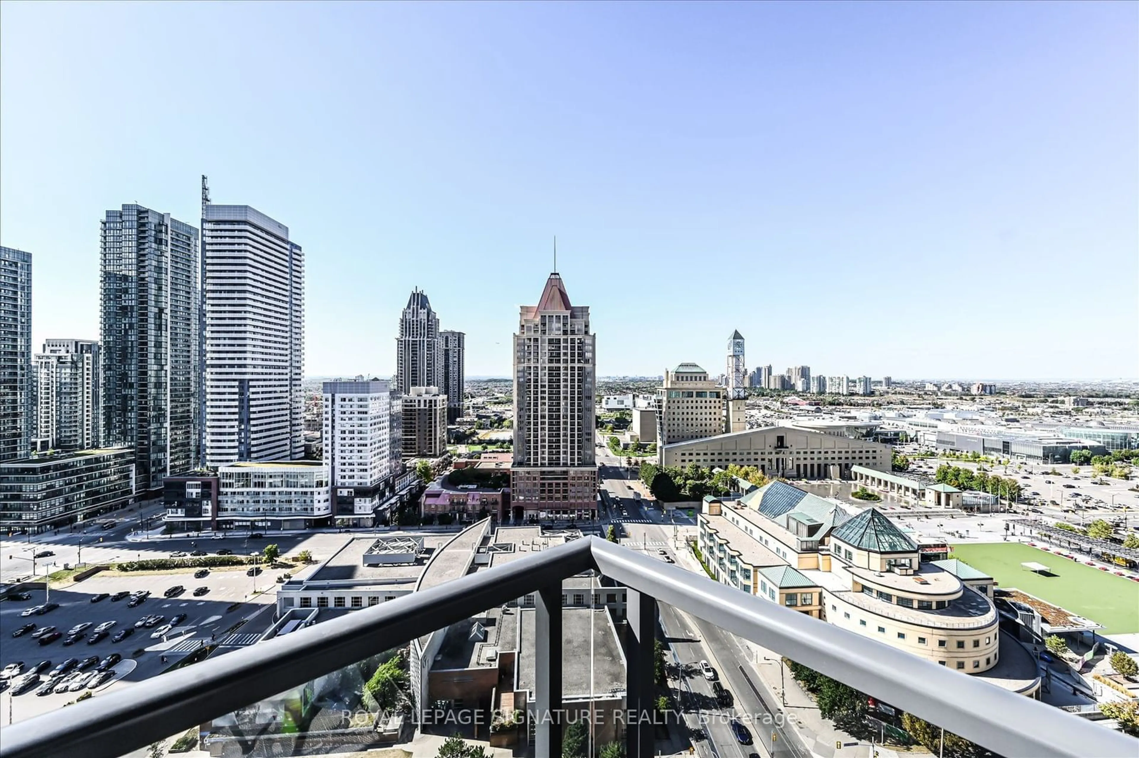 Balcony in the apartment, city buildings view from balcony for 330 Burnhamthorpe Rd #2304, Mississauga Ontario L5B 0E1