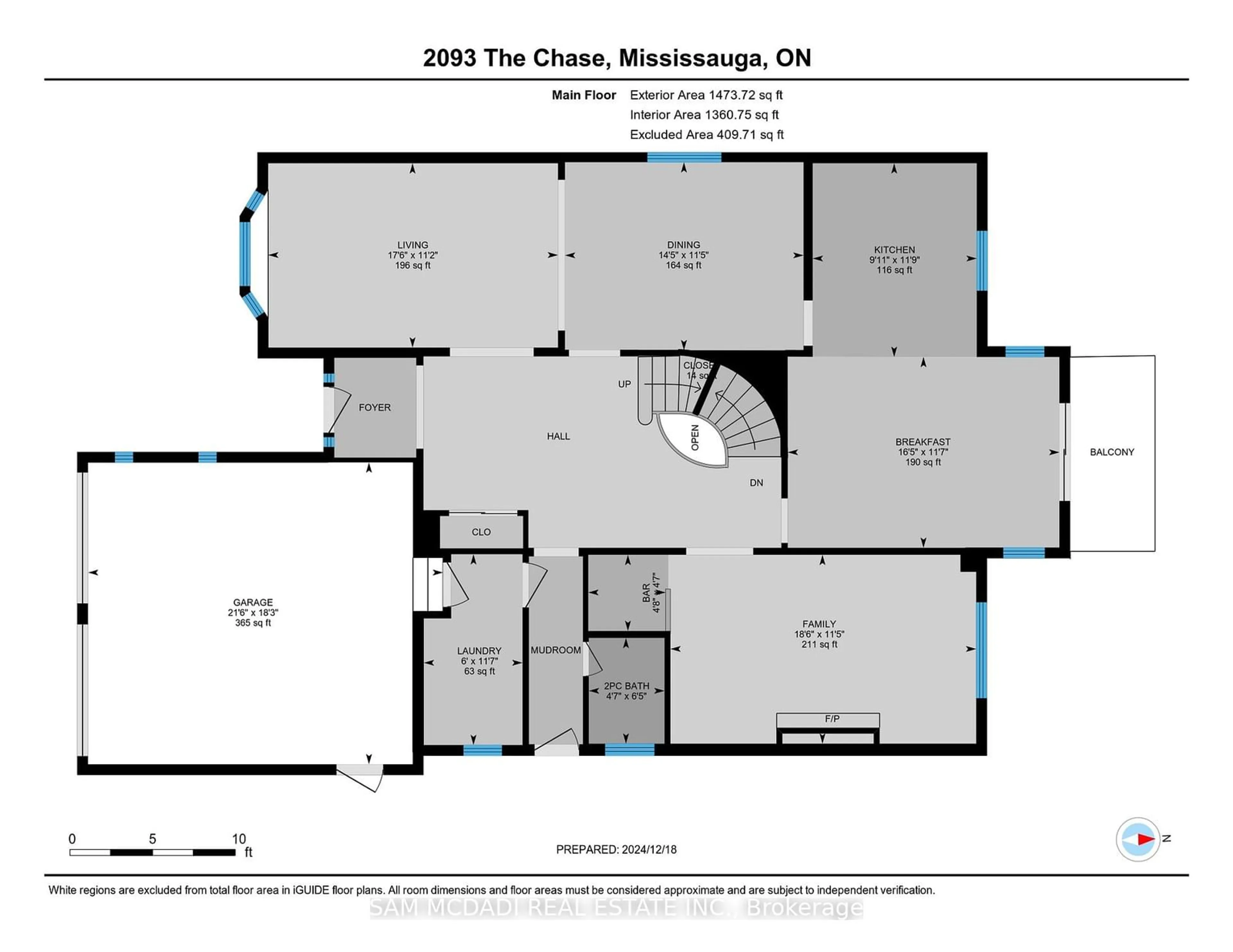 Floor plan for 2093 The Chase, Mississauga Ontario L5M 3B8