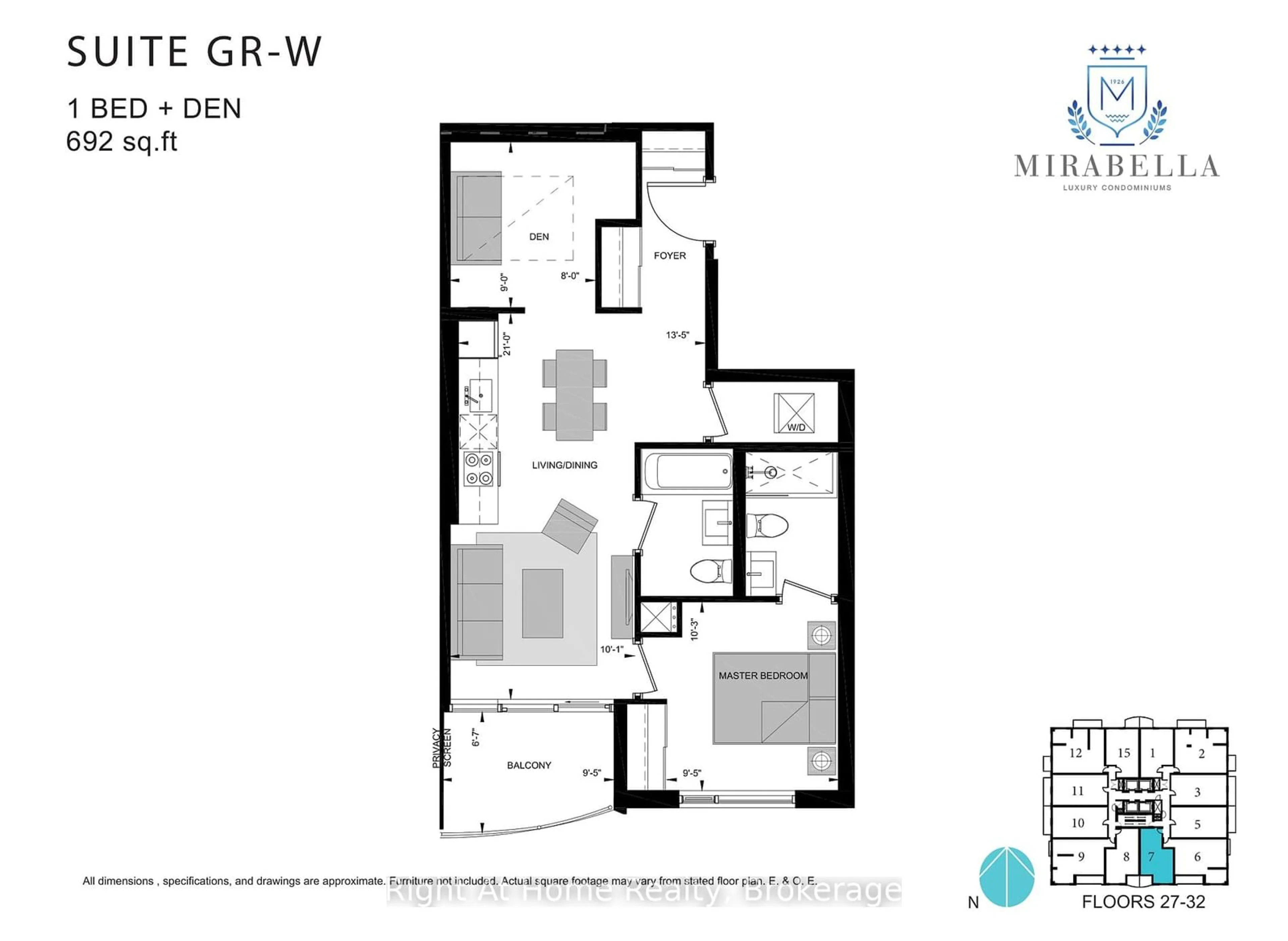 Floor plan for 1928 Lake Shore Blvd #2707, Toronto Ontario M6S 0B1