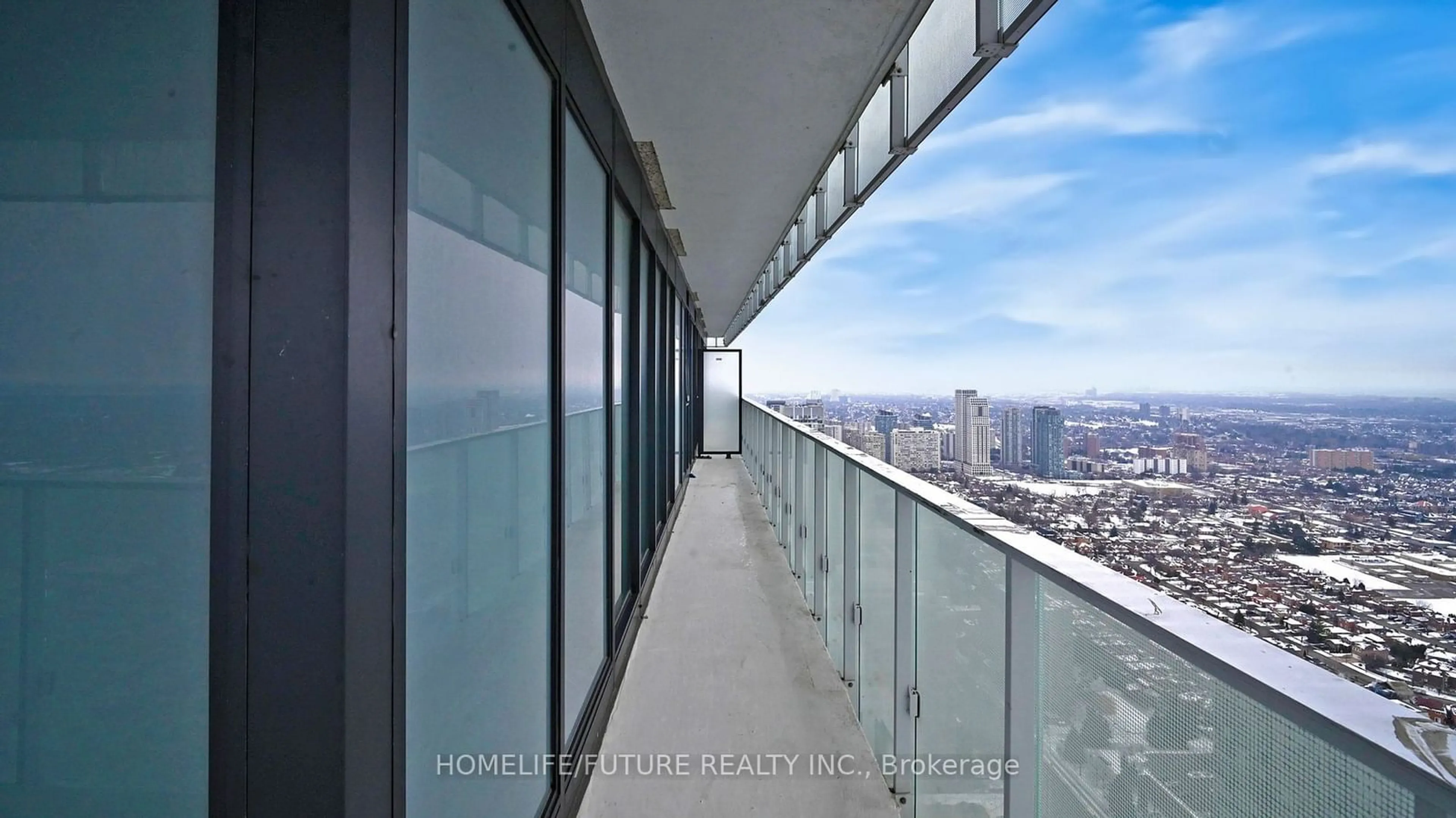 Balcony in the apartment, city buildings view from balcony for 3900 Confederation Pkwy #4404, Mississauga Ontario L5B 0M3