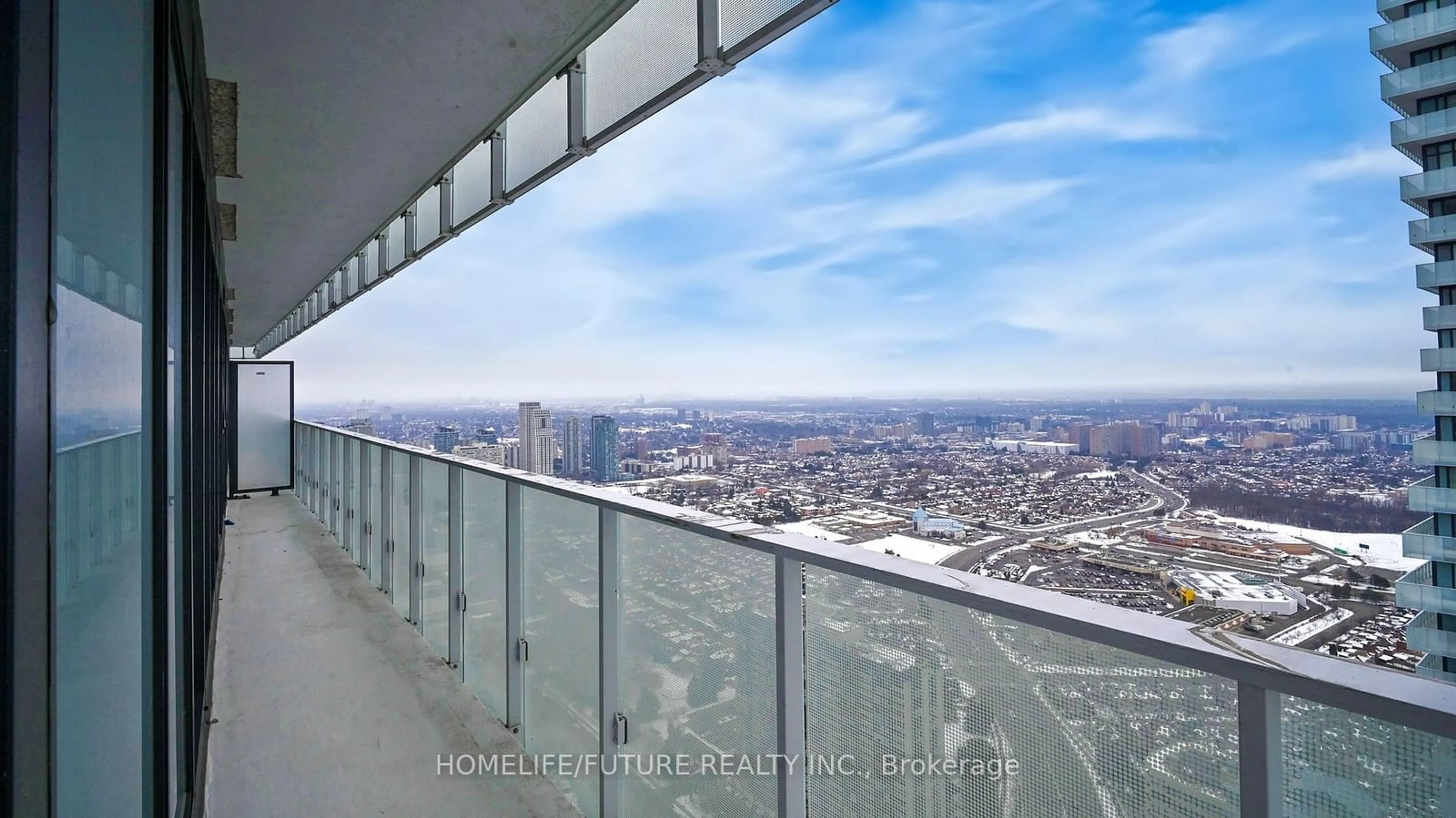 Balcony in the apartment, city buildings view from balcony for 3900 Confederation Pkwy #4404, Mississauga Ontario L5B 0M3