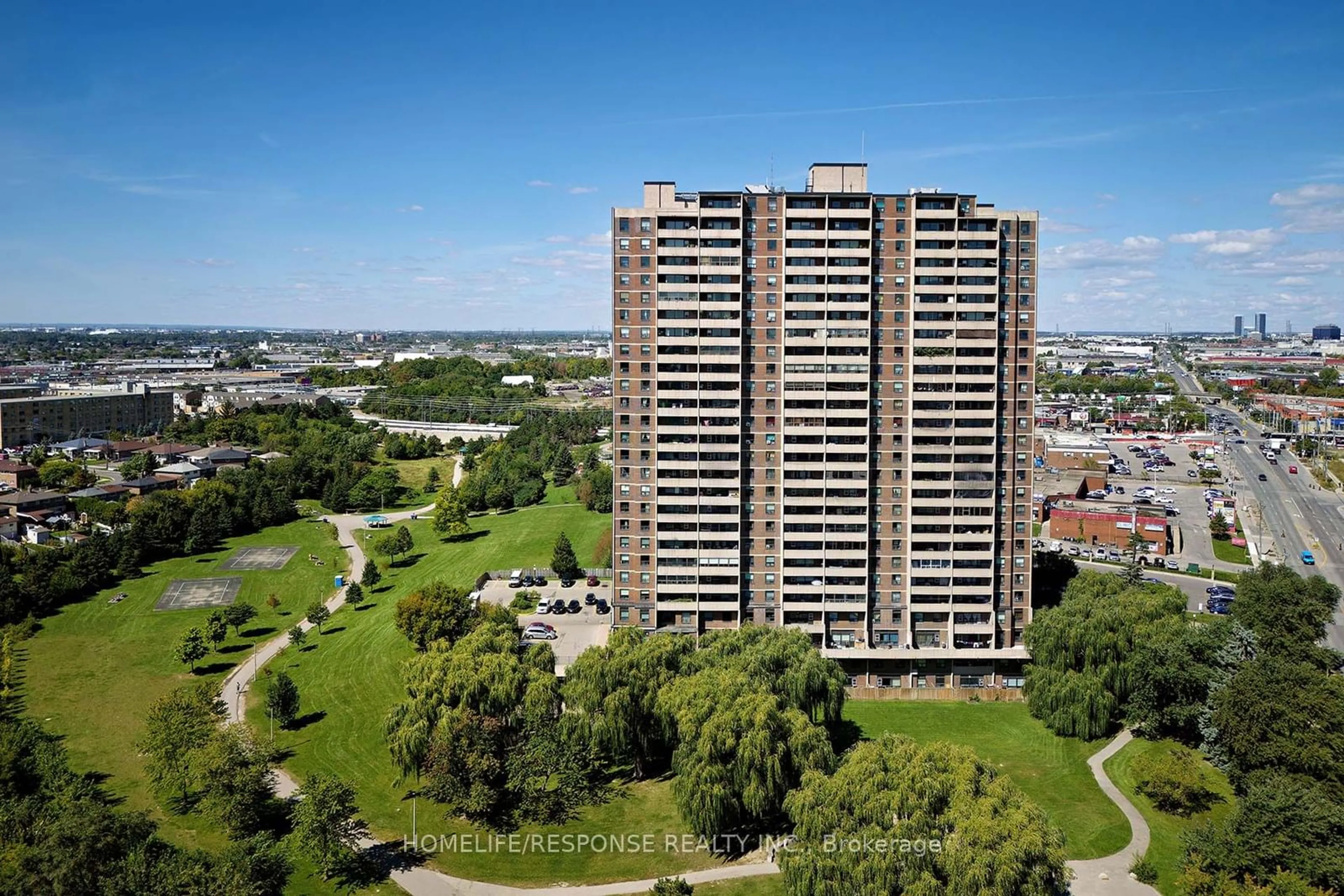 A pic from outside/outdoor area/front of a property/back of a property/a pic from drone, city buildings view from balcony for 3390 WESTON Rd #2406, Toronto Ontario M9M 2X3