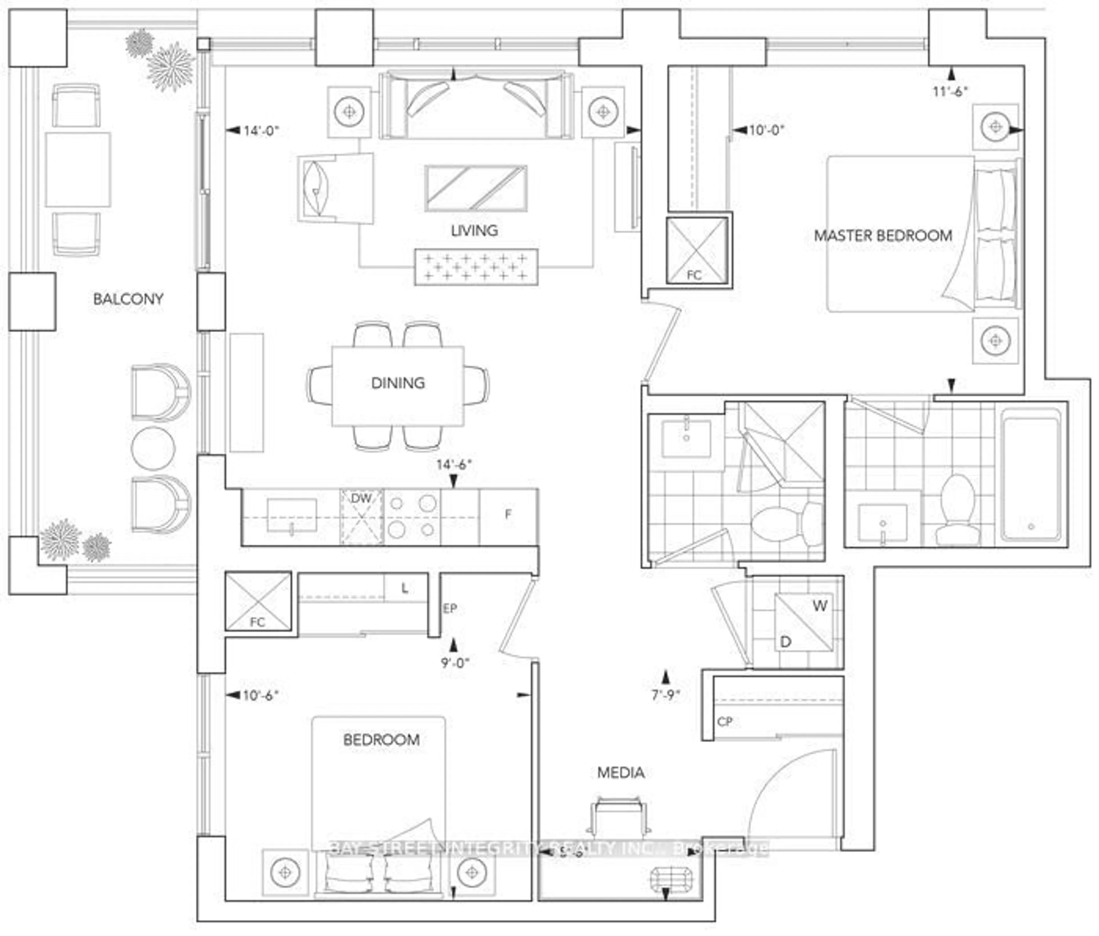 Floor plan for 9 Mabelle Ave #2323, Toronto Ontario M9A 0E1