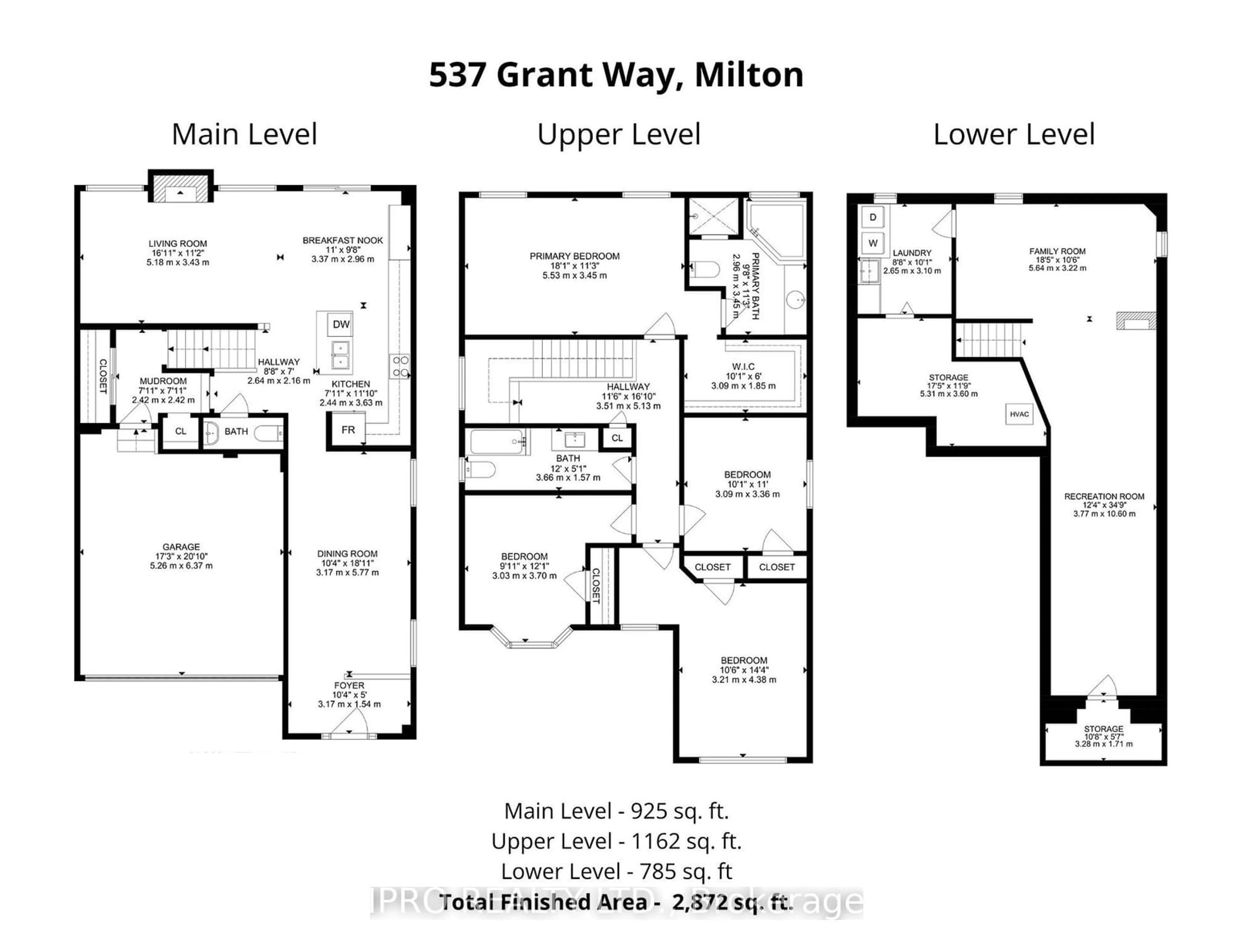 Floor plan for 537 Grant Way, Milton Ontario L9T 0V1