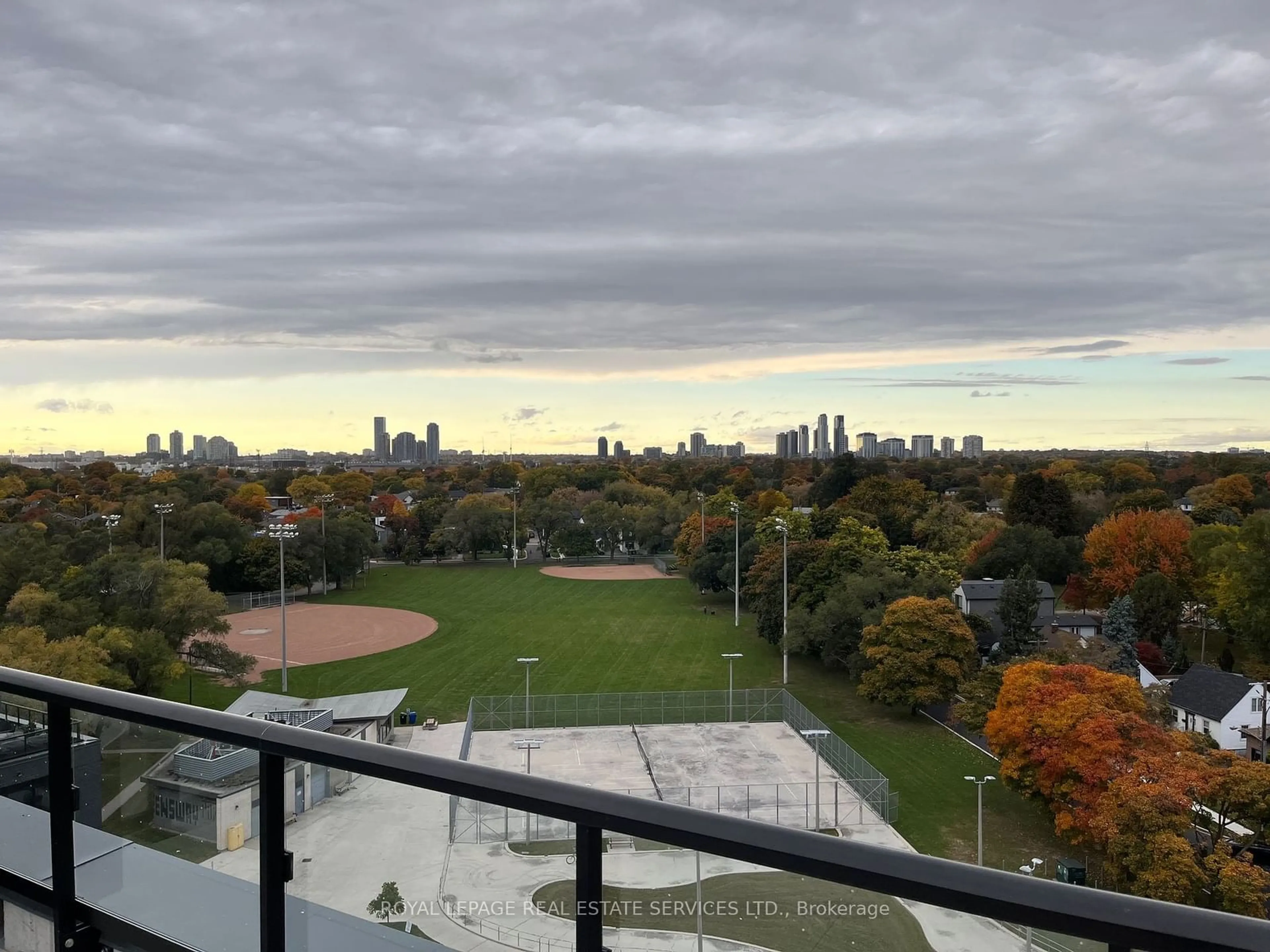 A pic from outside/outdoor area/front of a property/back of a property/a pic from drone, city buildings view from balcony for 7 Smith Cres #PH807, Toronto Ontario M8Z 0G3