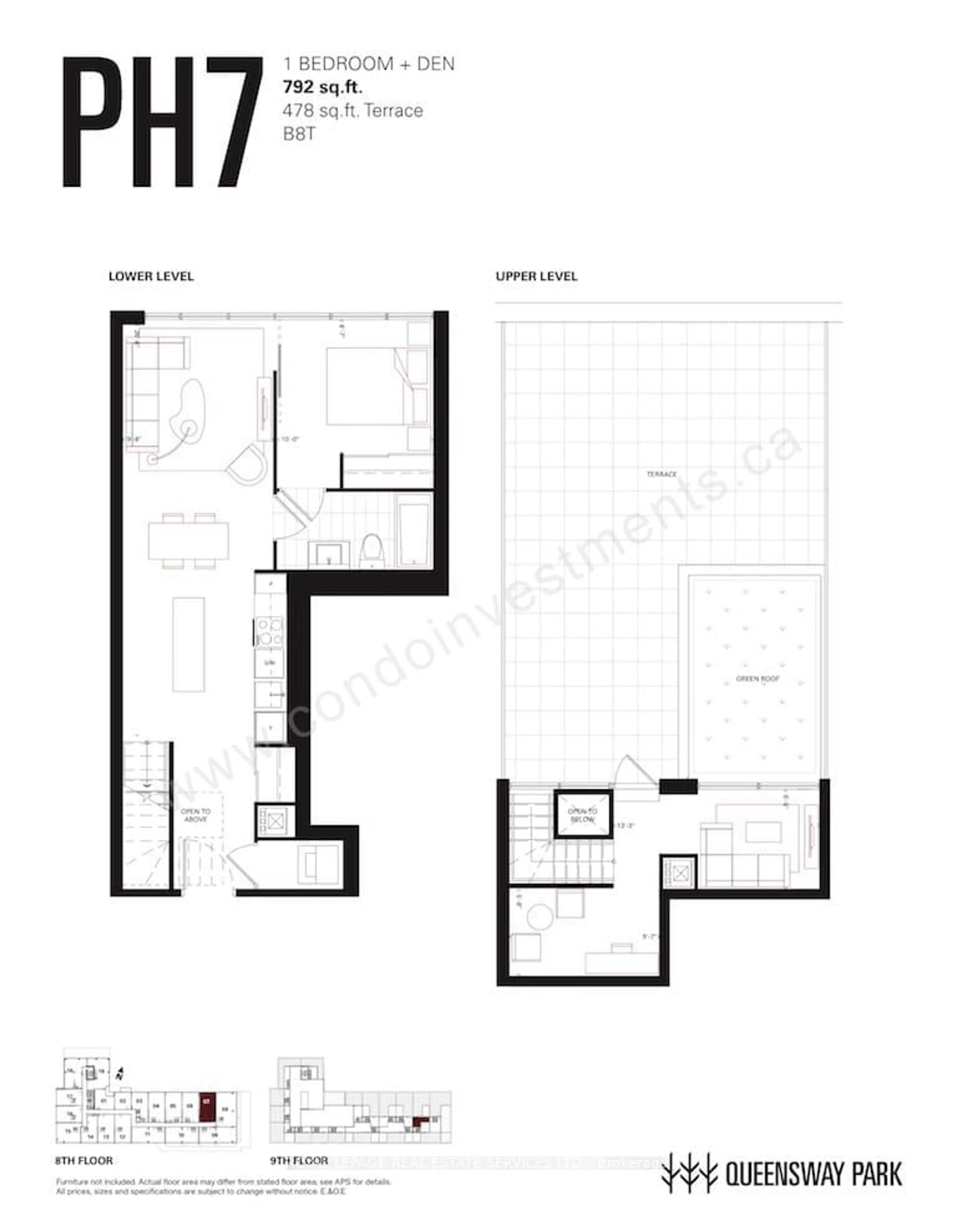 Floor plan for 7 Smith Cres #PH807, Toronto Ontario M8Z 0G3