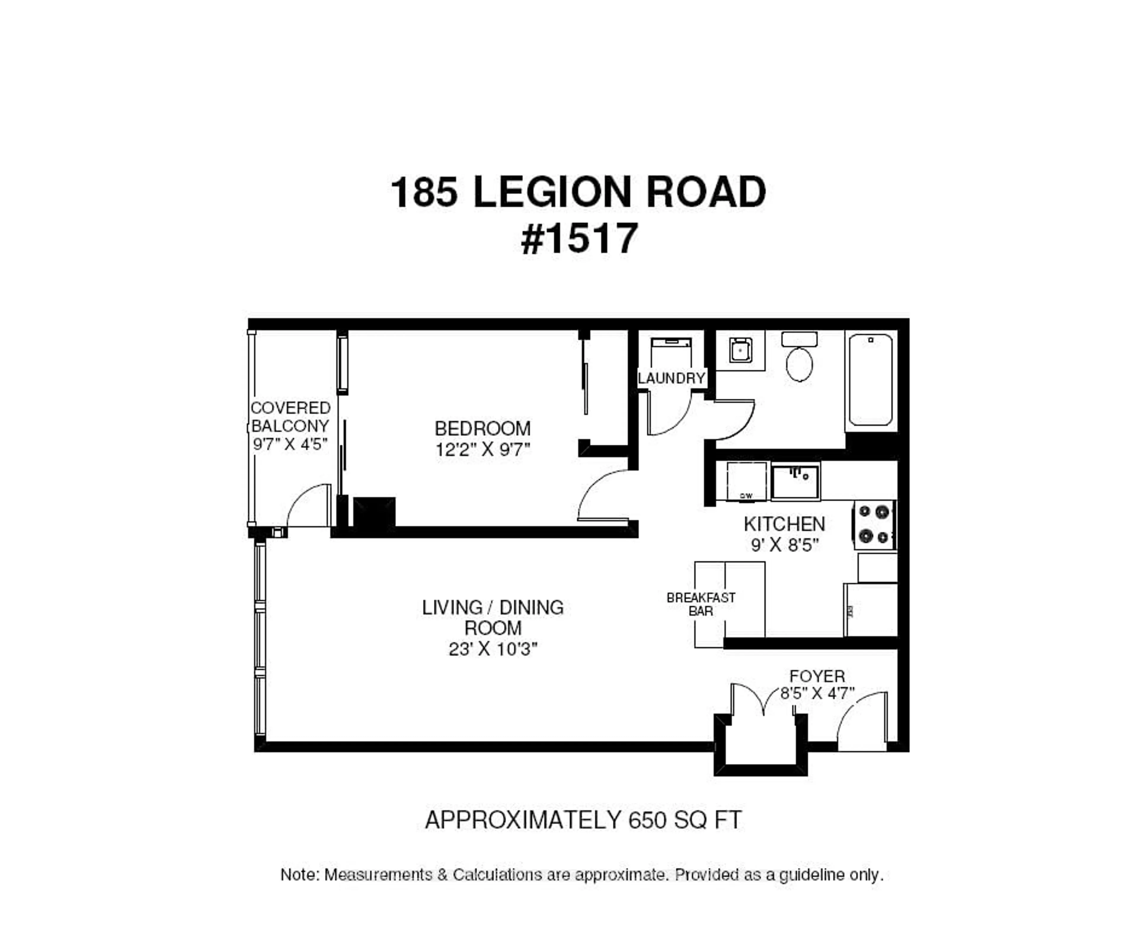 Floor plan for 185 Legion Rd #1517, Toronto Ontario M8Y 0A1