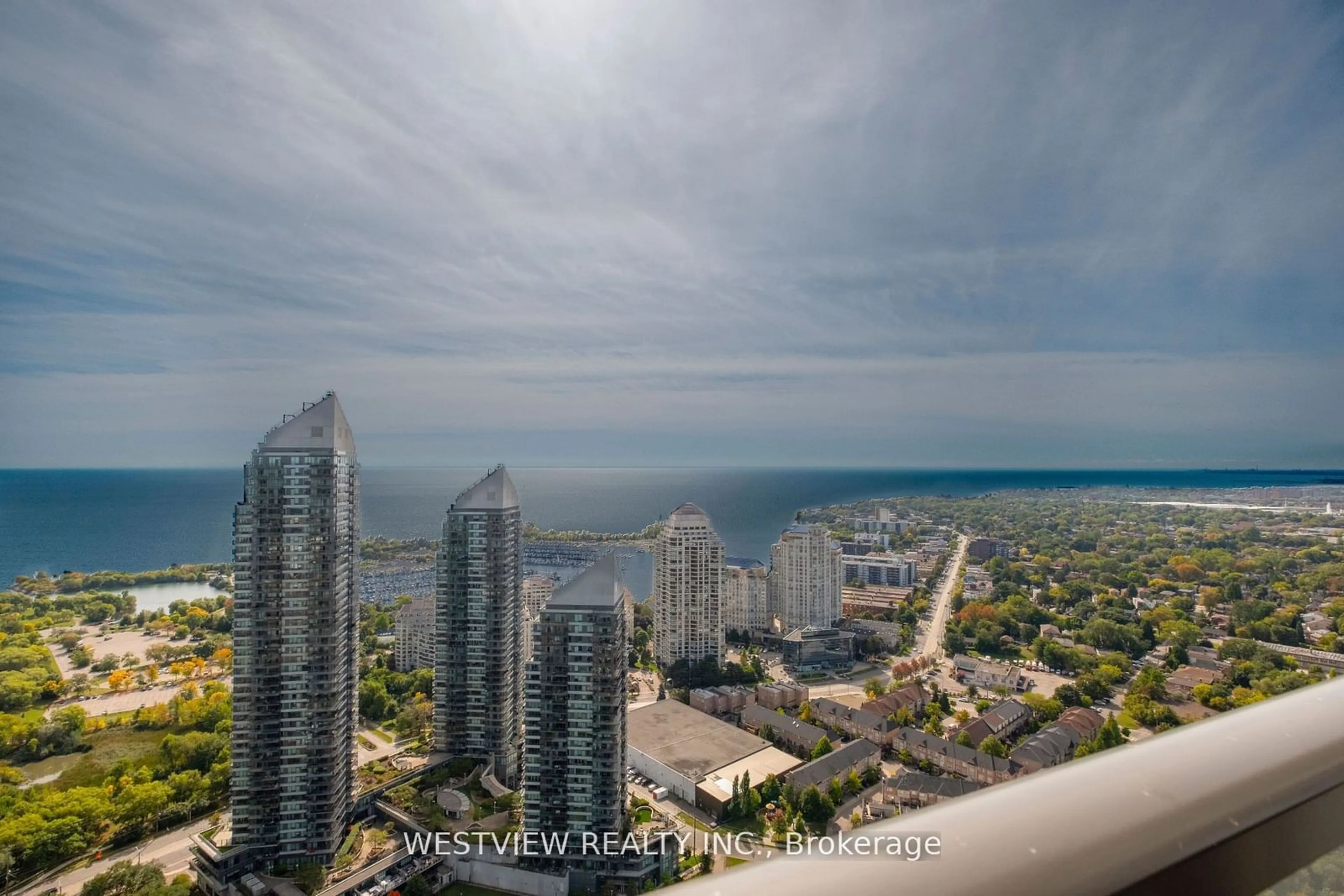 A pic from outside/outdoor area/front of a property/back of a property/a pic from drone, water/lake/river/ocean view for 36 Park Lawn Rd #4102, Toronto Ontario M8V 0E5