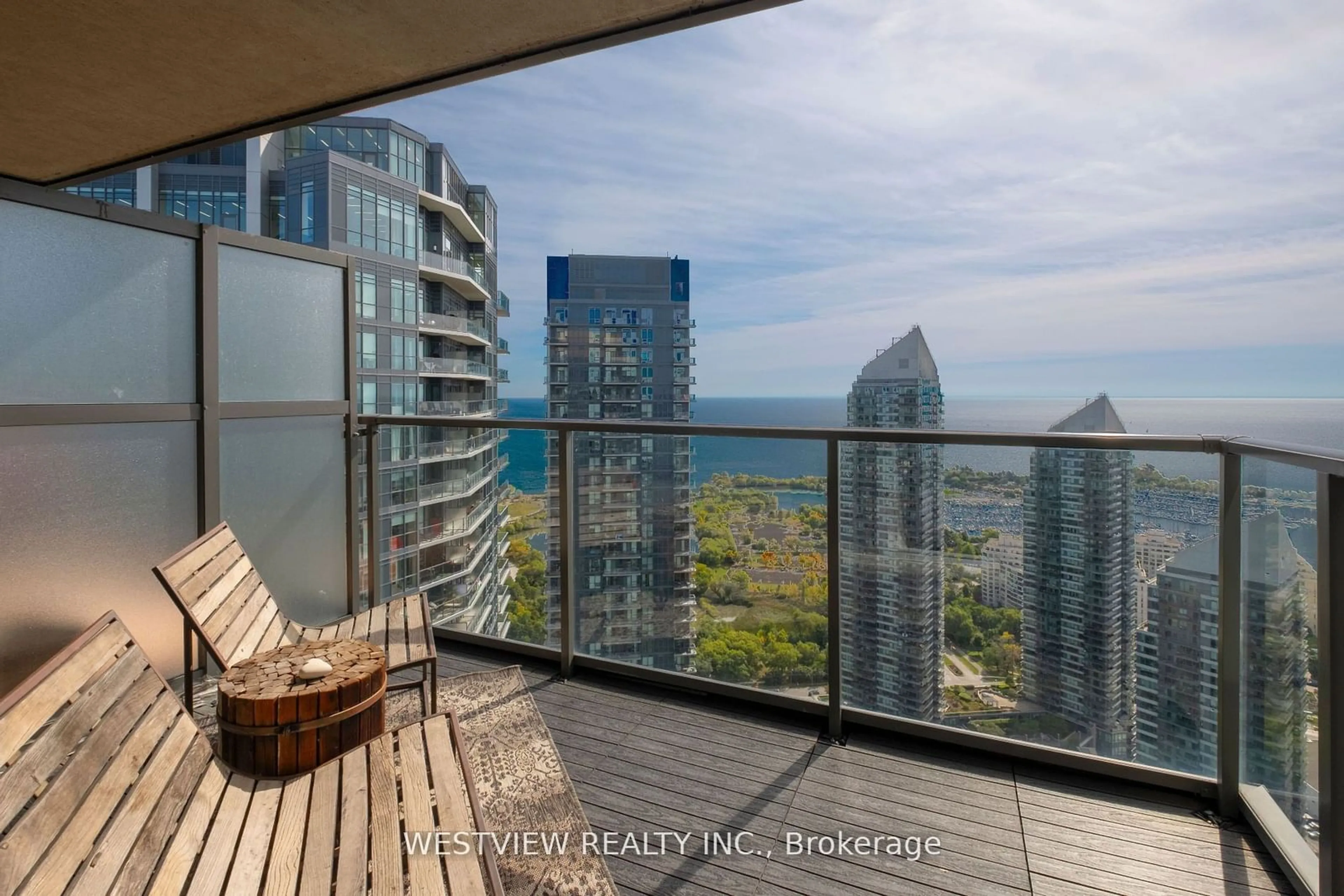 Balcony in the apartment, water/lake/river/ocean view for 36 Park Lawn Rd #4102, Toronto Ontario M8V 0E5