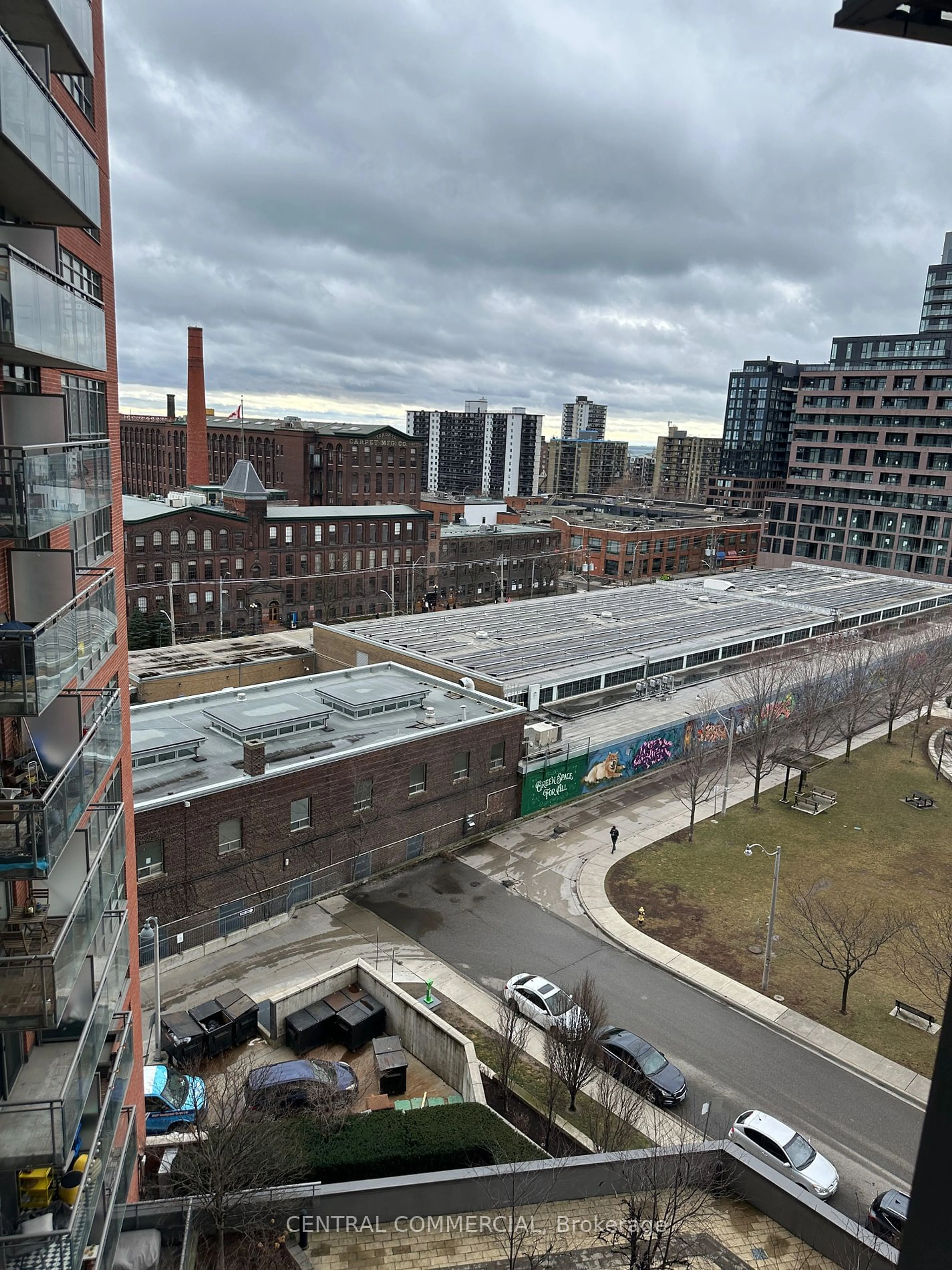 A pic from outside/outdoor area/front of a property/back of a property/a pic from drone, city buildings view from balcony for 38 Joe Shuster Way #1011, Toronto Ontario M6K 0A5