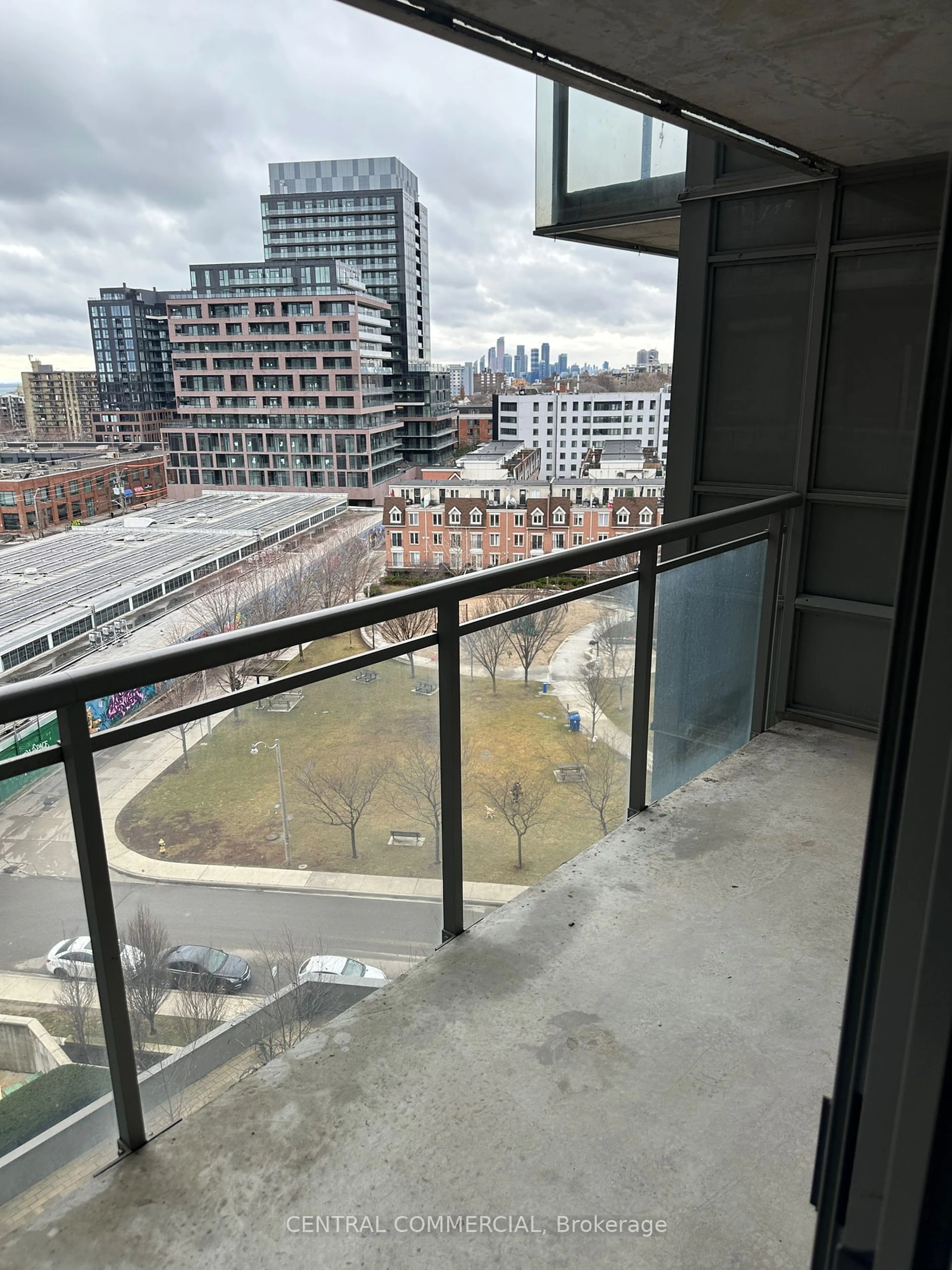 Balcony in the apartment, city buildings view from balcony for 38 Joe Shuster Way #1011, Toronto Ontario M6K 0A5