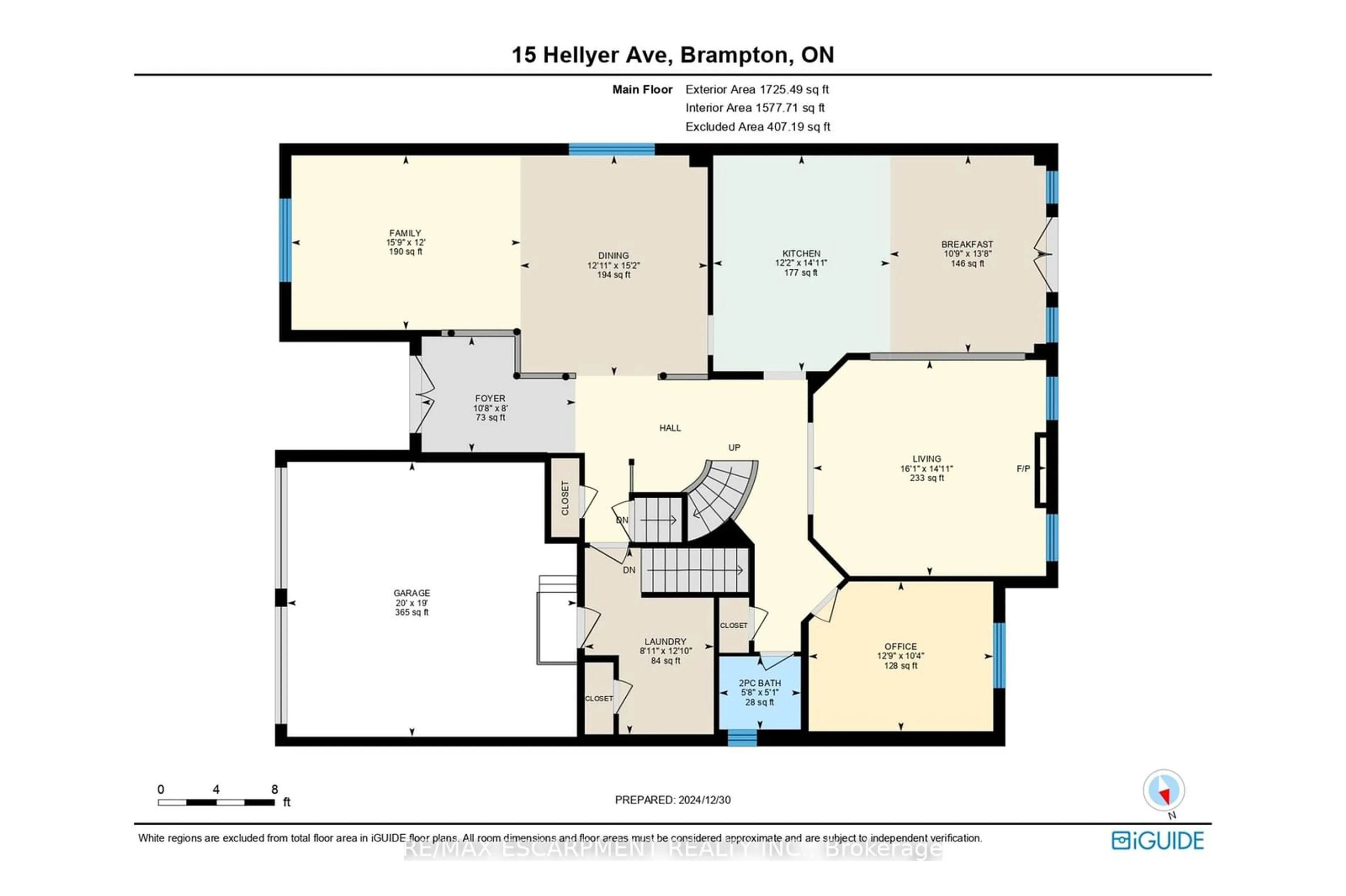 Floor plan for 15 Hellyer Ave, Brampton Ontario L6Y 0M3