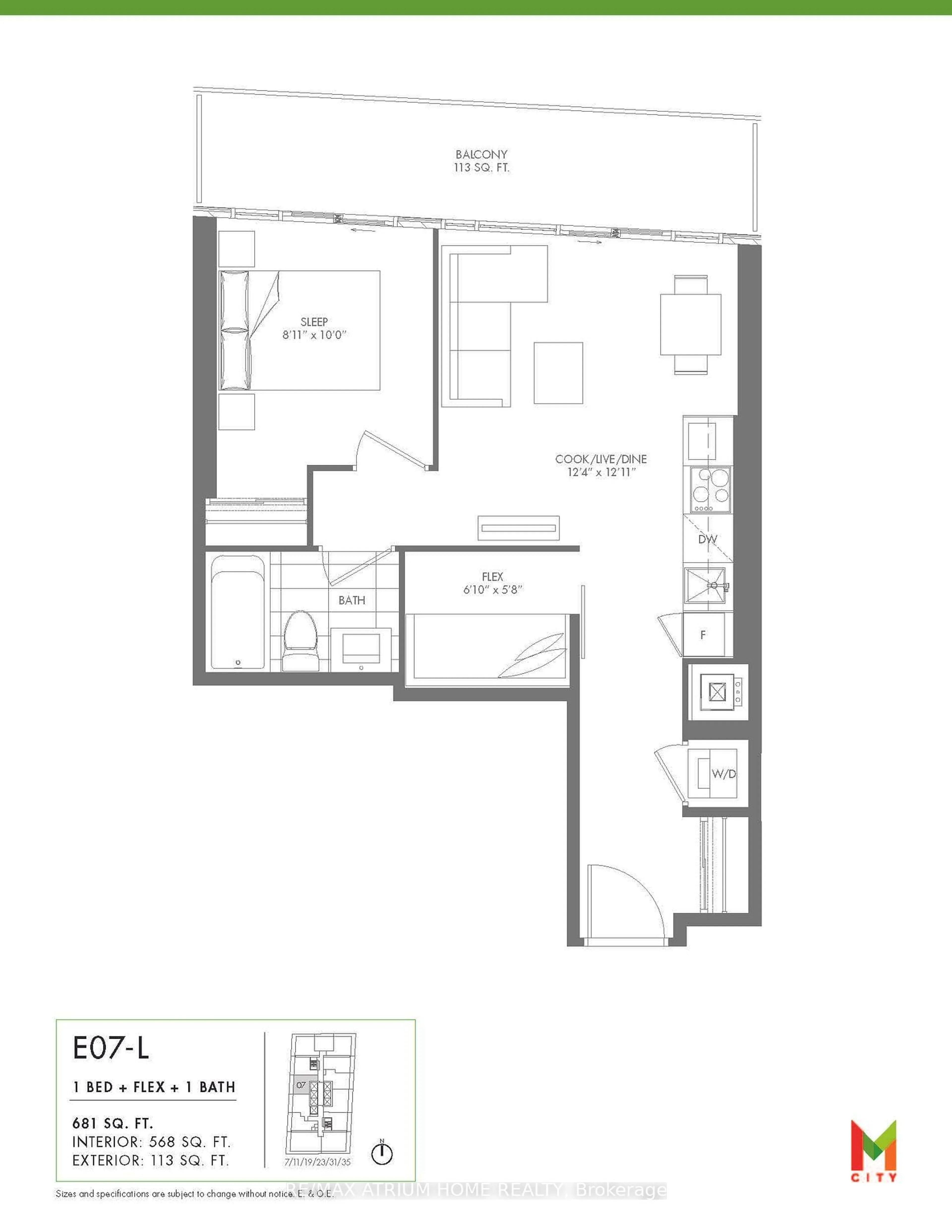 Floor plan for 3900 Confederation Pkwy #2307, Mississauga Ontario L5B 0M3