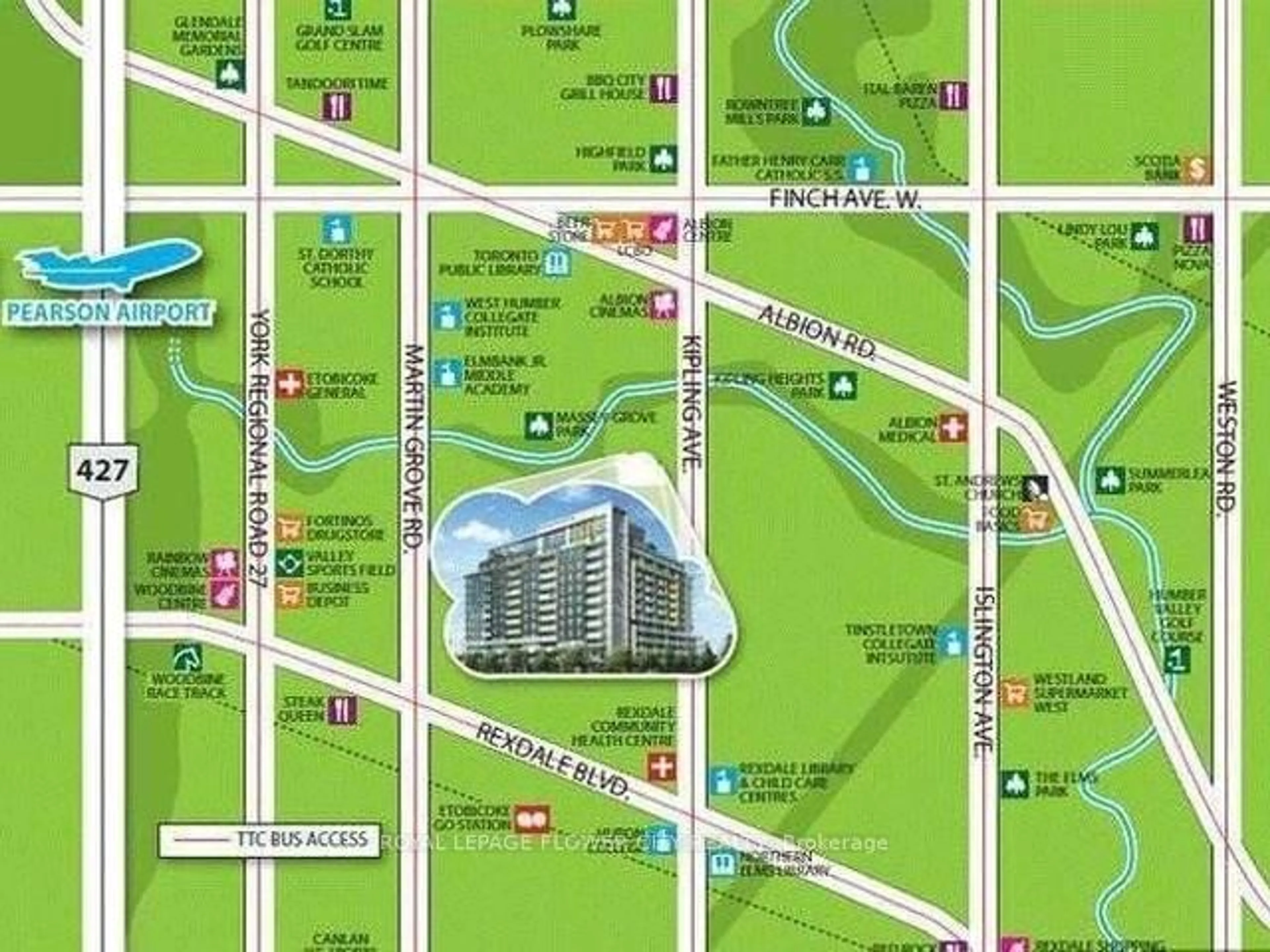 Picture of a map for 80 Esther Lorrie Dr #709, Toronto Ontario M9W 0C6