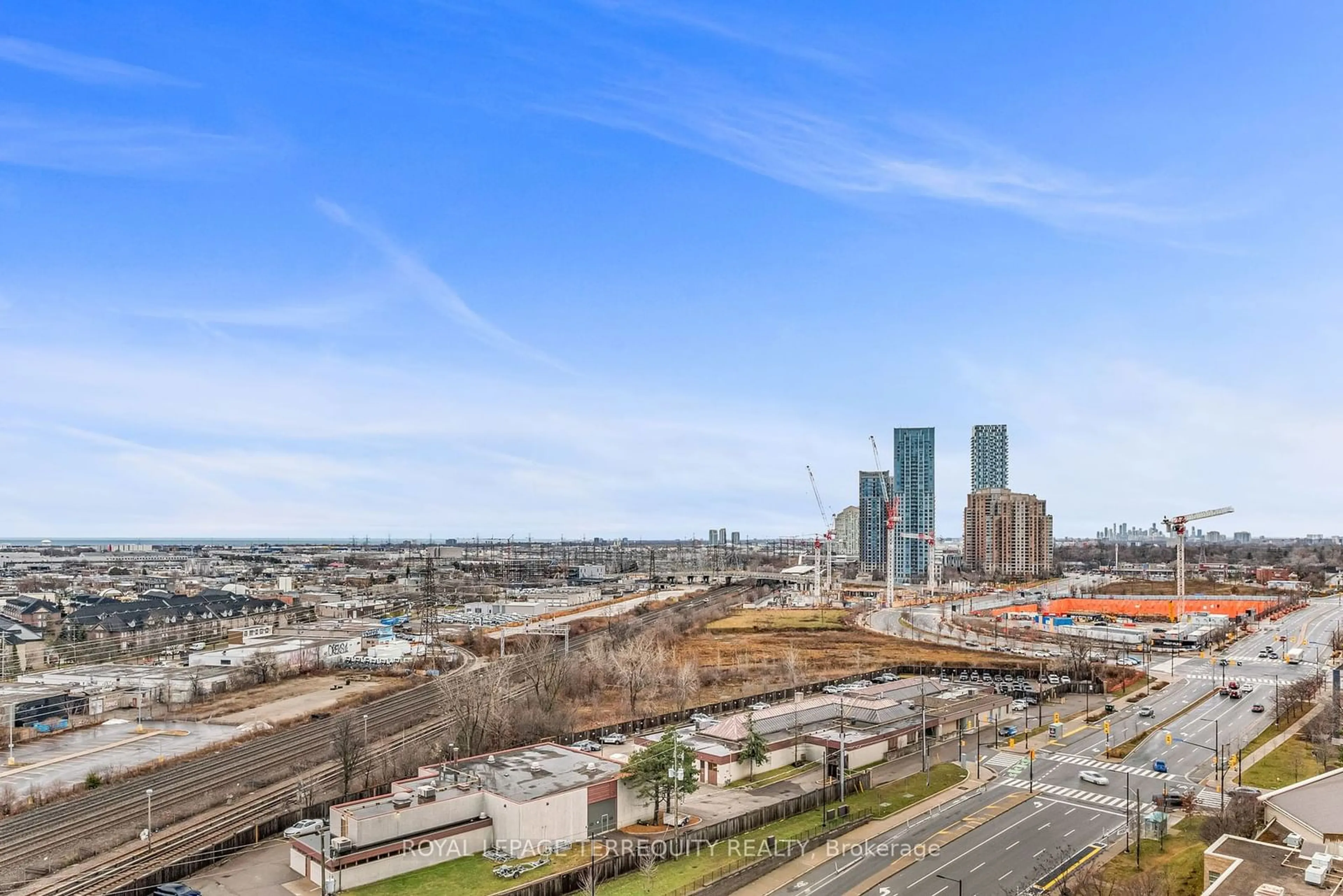 A pic from outside/outdoor area/front of a property/back of a property/a pic from drone, city buildings view from balcony for 1 Michael Power Pl #1407, Toronto Ontario M9A 0A1