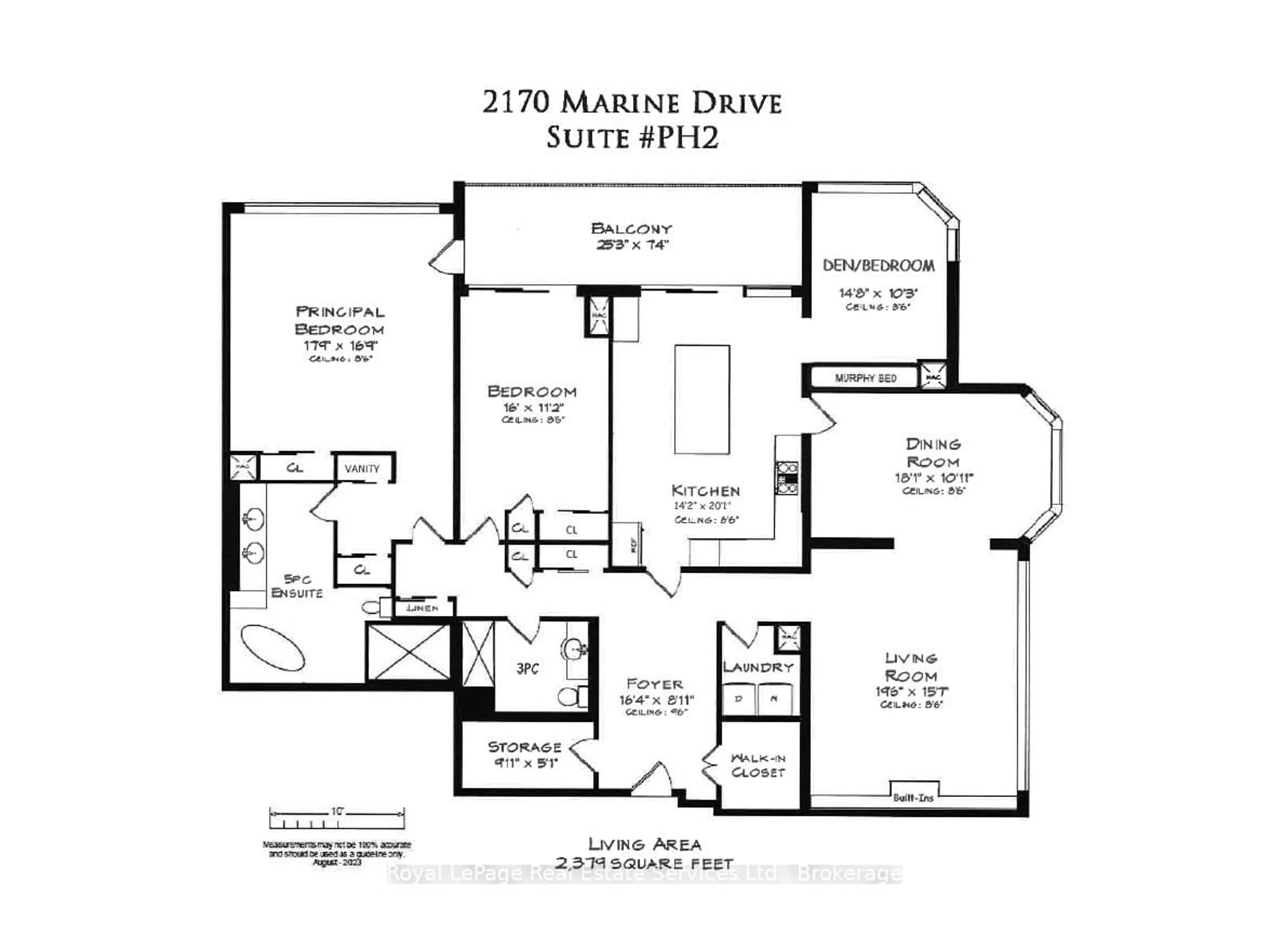 Floor plan for 2170 Marine Dr #PH2, Oakville Ontario L6L 5V1