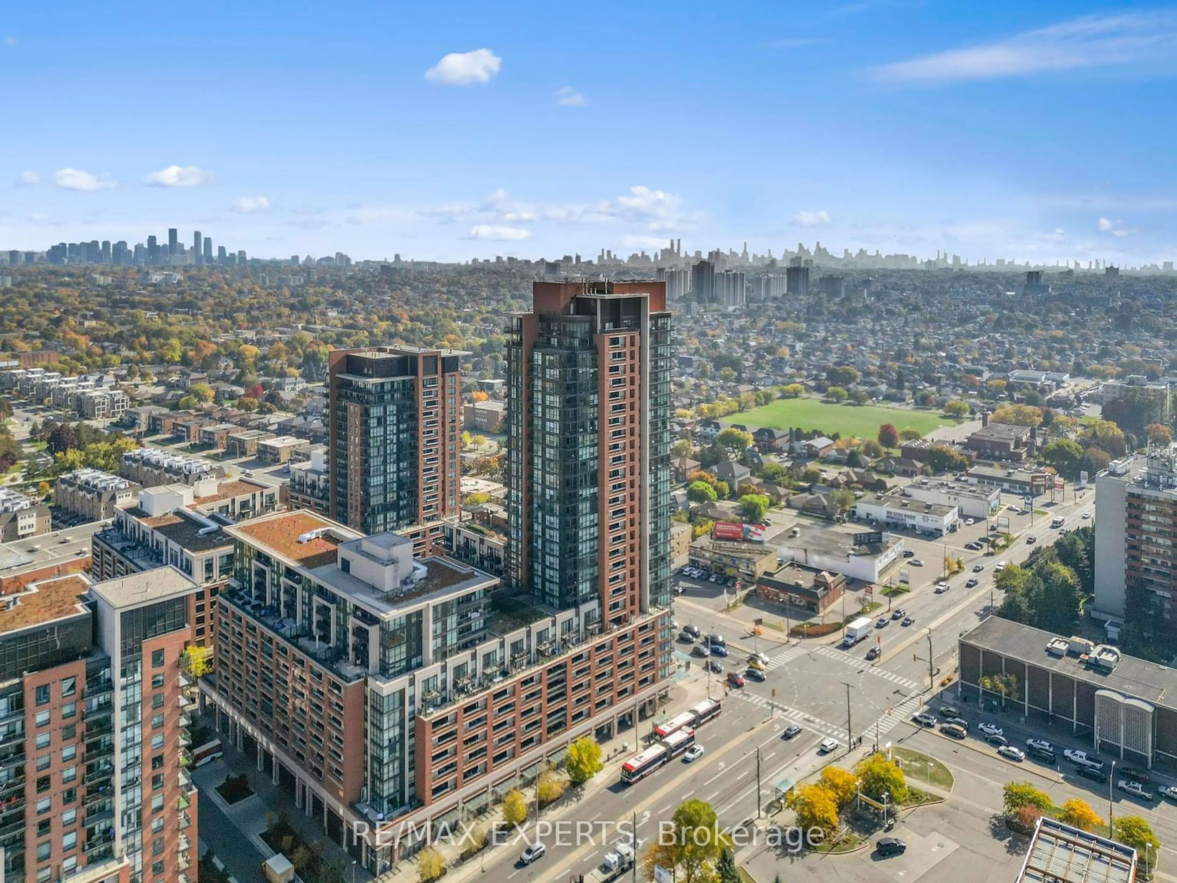 A pic from outside/outdoor area/front of a property/back of a property/a pic from drone, city buildings view from balcony for 830 Lawrence Ave #729, Toronto Ontario M6A 0A2