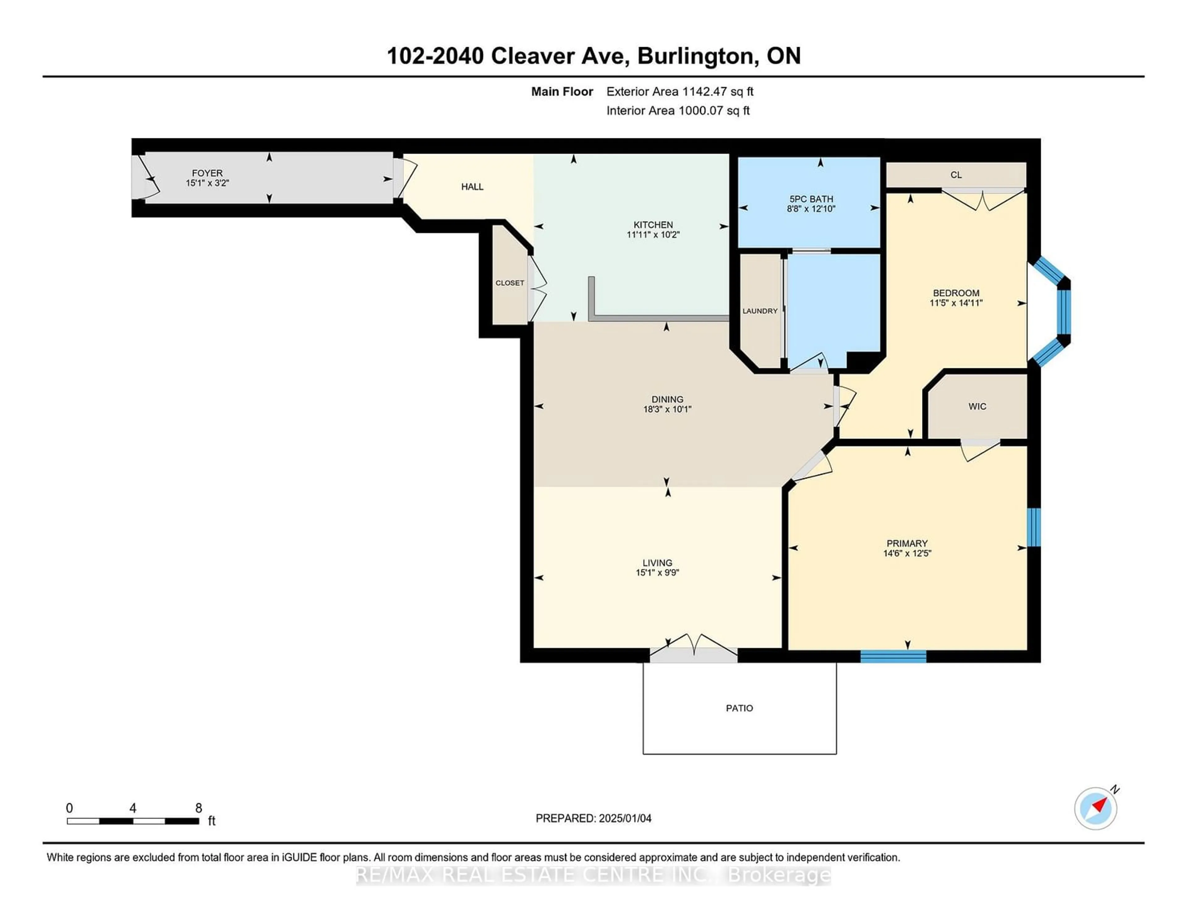 Floor plan for 2040 Cleaver Ave #102, Burlington Ontario L7M 4C4