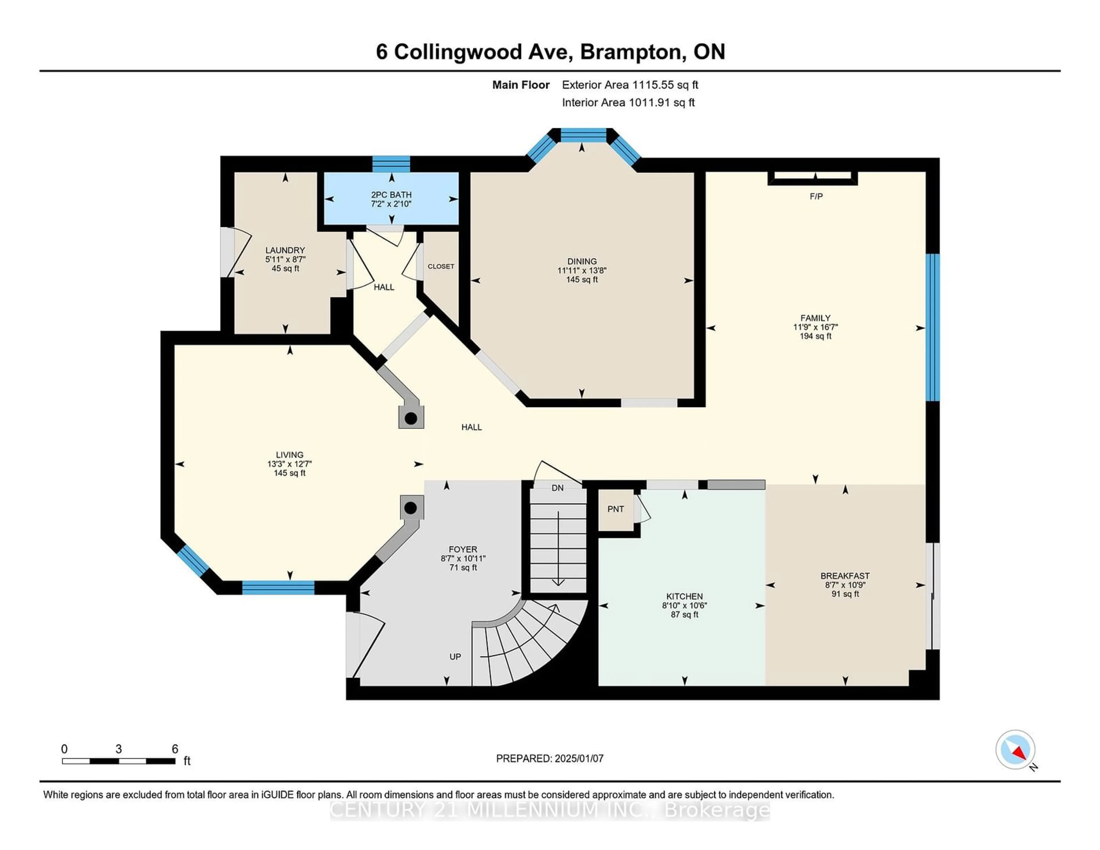 Floor plan for 6 Collingwood Ave, Brampton Ontario L7A 2E5