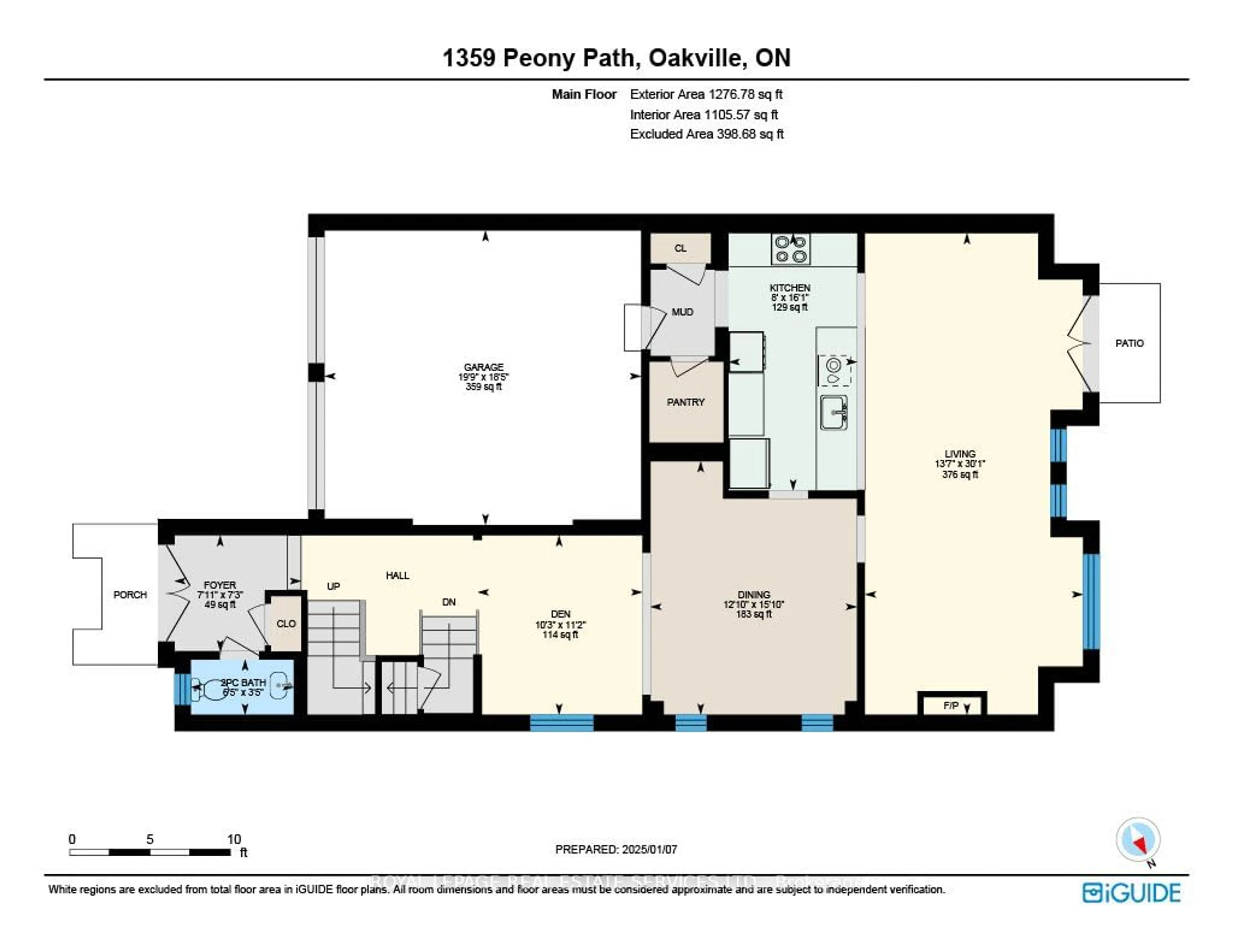 Floor plan for 1359 Peony Path, Oakville Ontario L6H 7X2