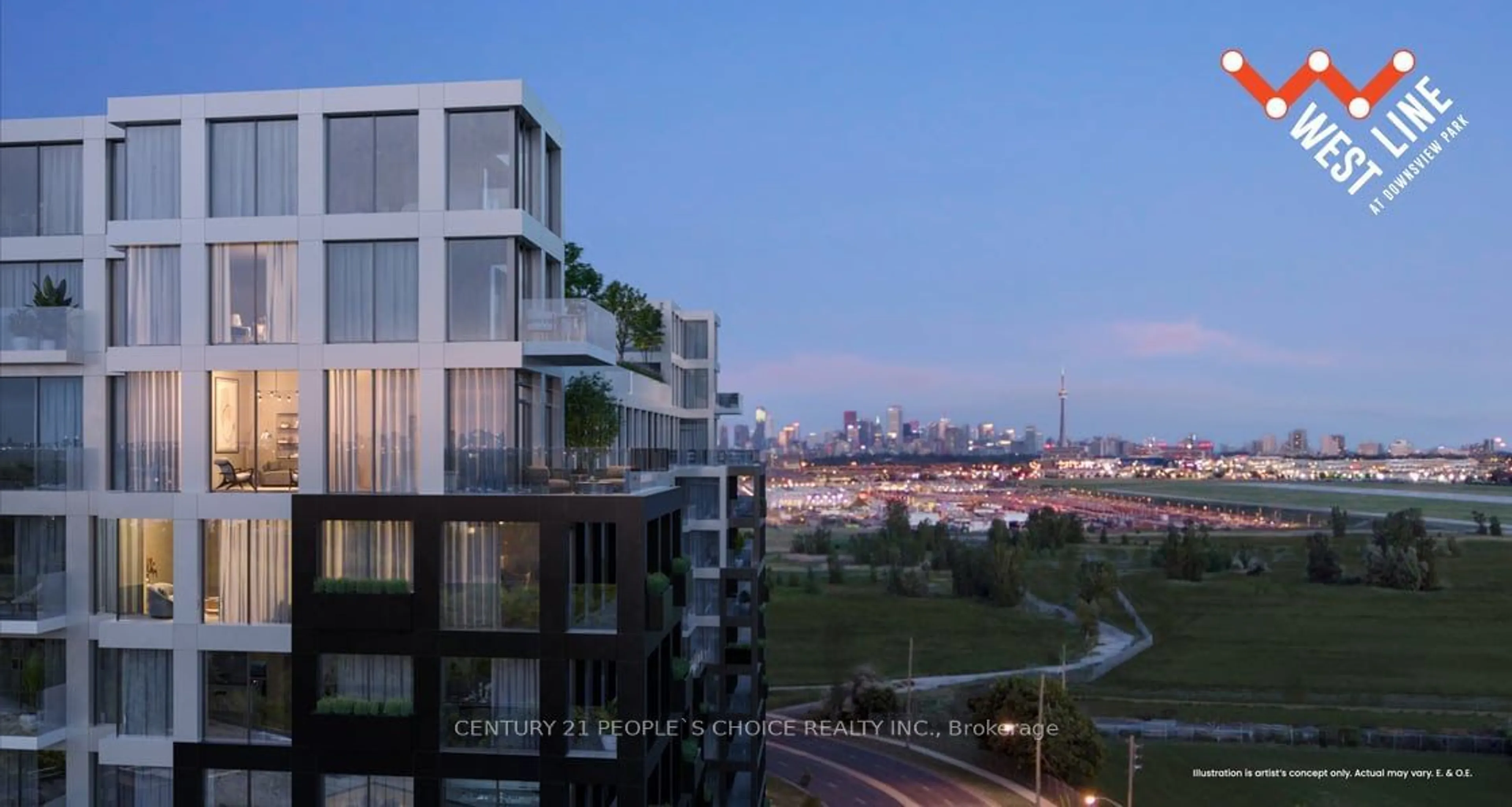 Balcony in the apartment, city buildings view from balcony for 1100 Sheppard Ave #LPH 02, Toronto Ontario M3J 0H1