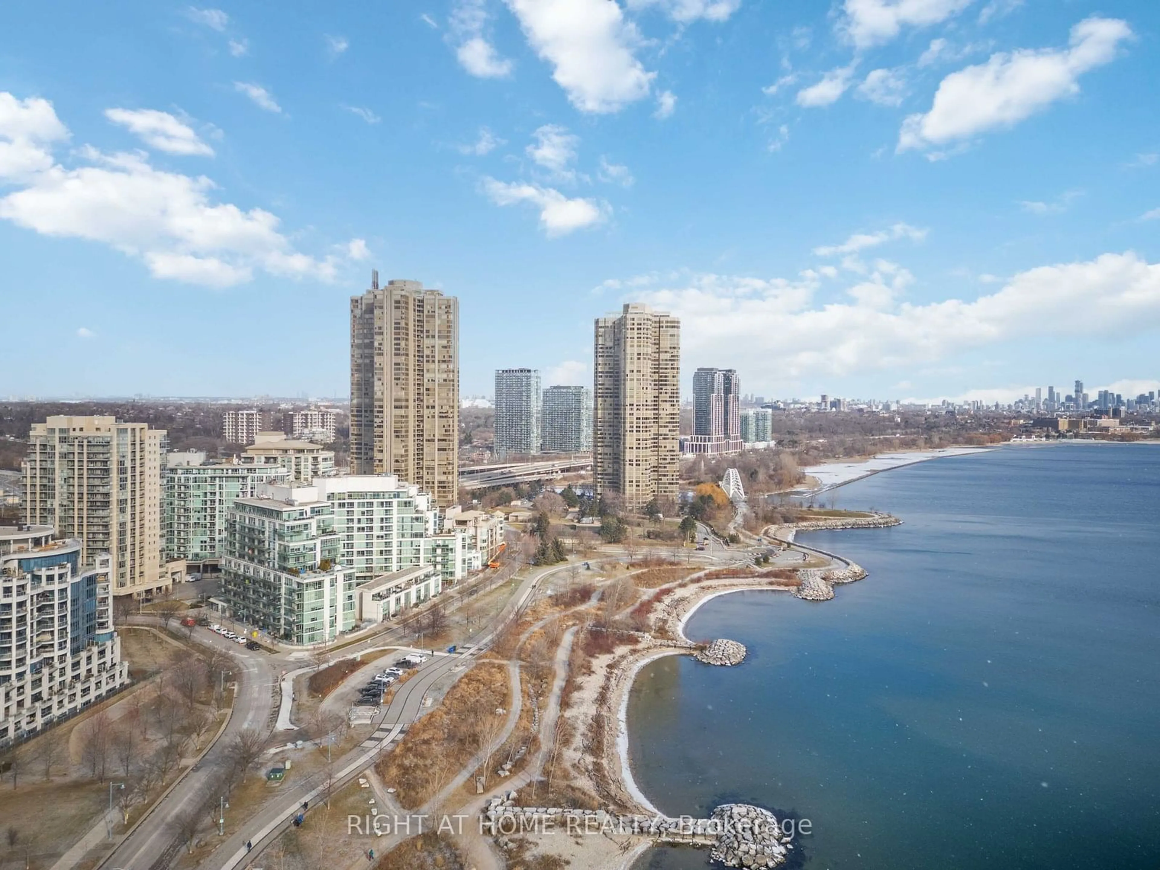 A pic from outside/outdoor area/front of a property/back of a property/a pic from drone, water/lake/river/ocean view for 5 Marine Parade Dr #910, Toronto Ontario M8V 4B4