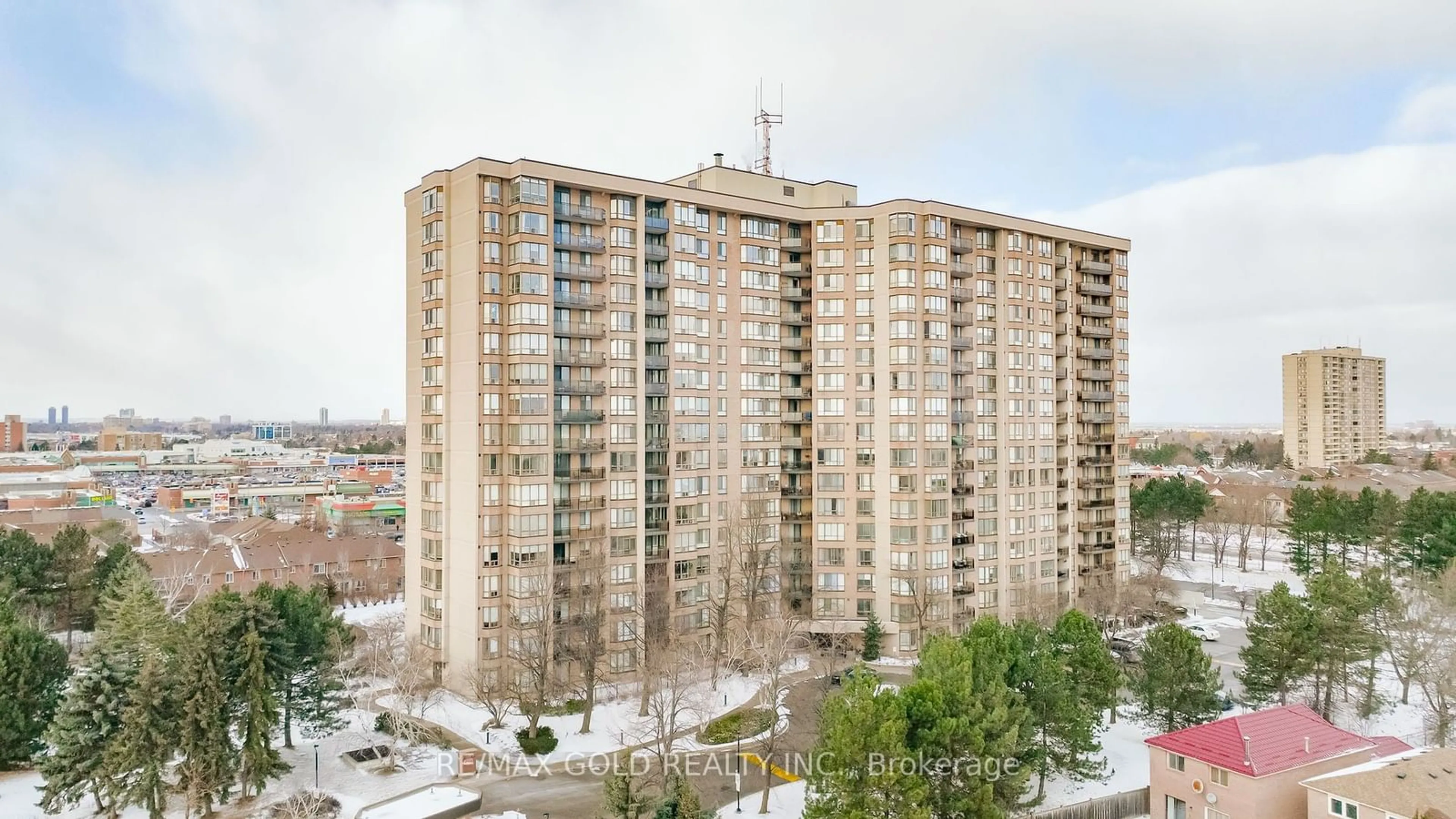 Patio, city buildings view from balcony for 20 Cherrytree Dr #509, Brampton Ontario L6Y 3V1