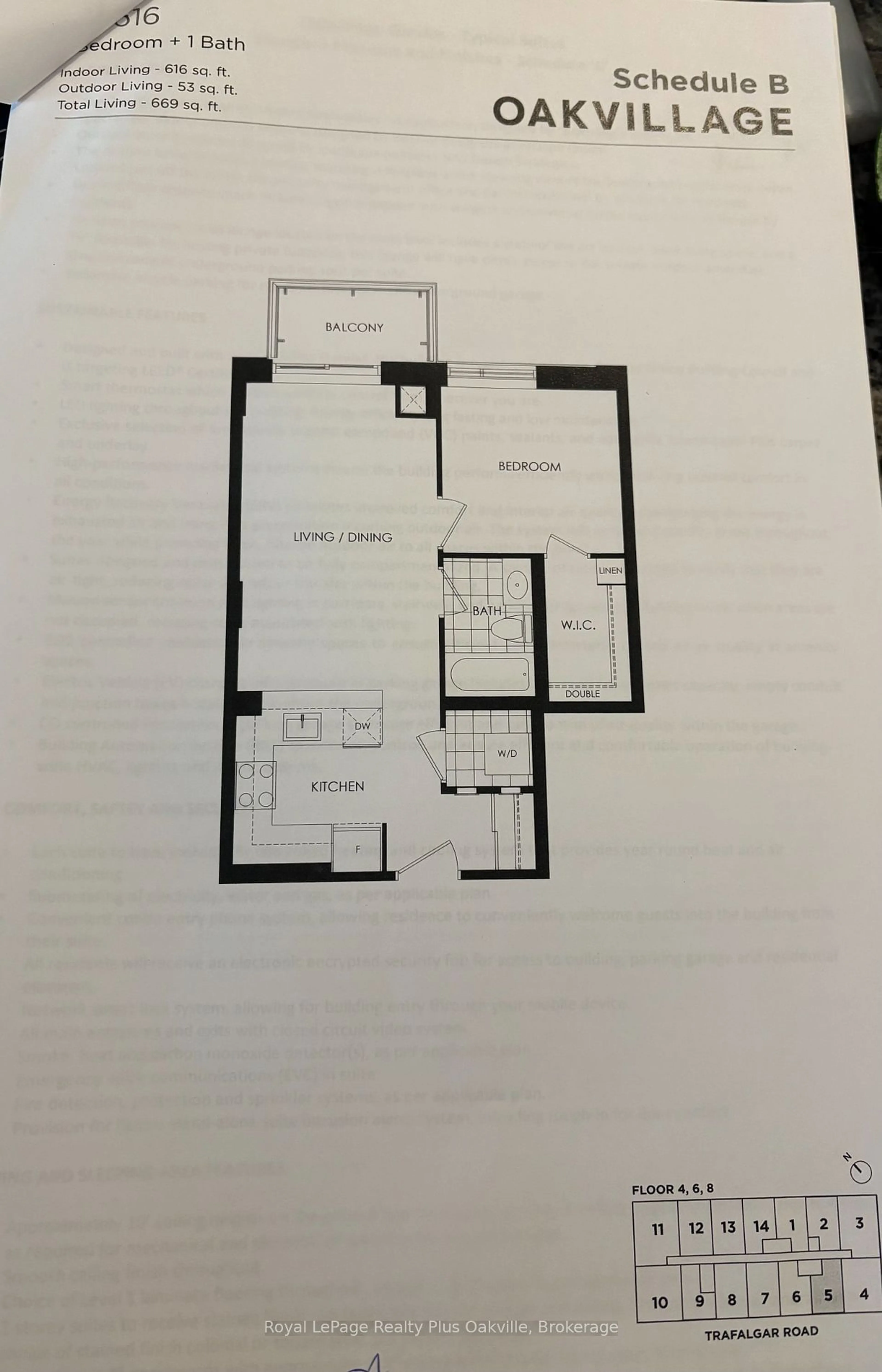 Floor plan for 345 Wheat Boom Dr #606, Oakville Ontario L6H 7X4