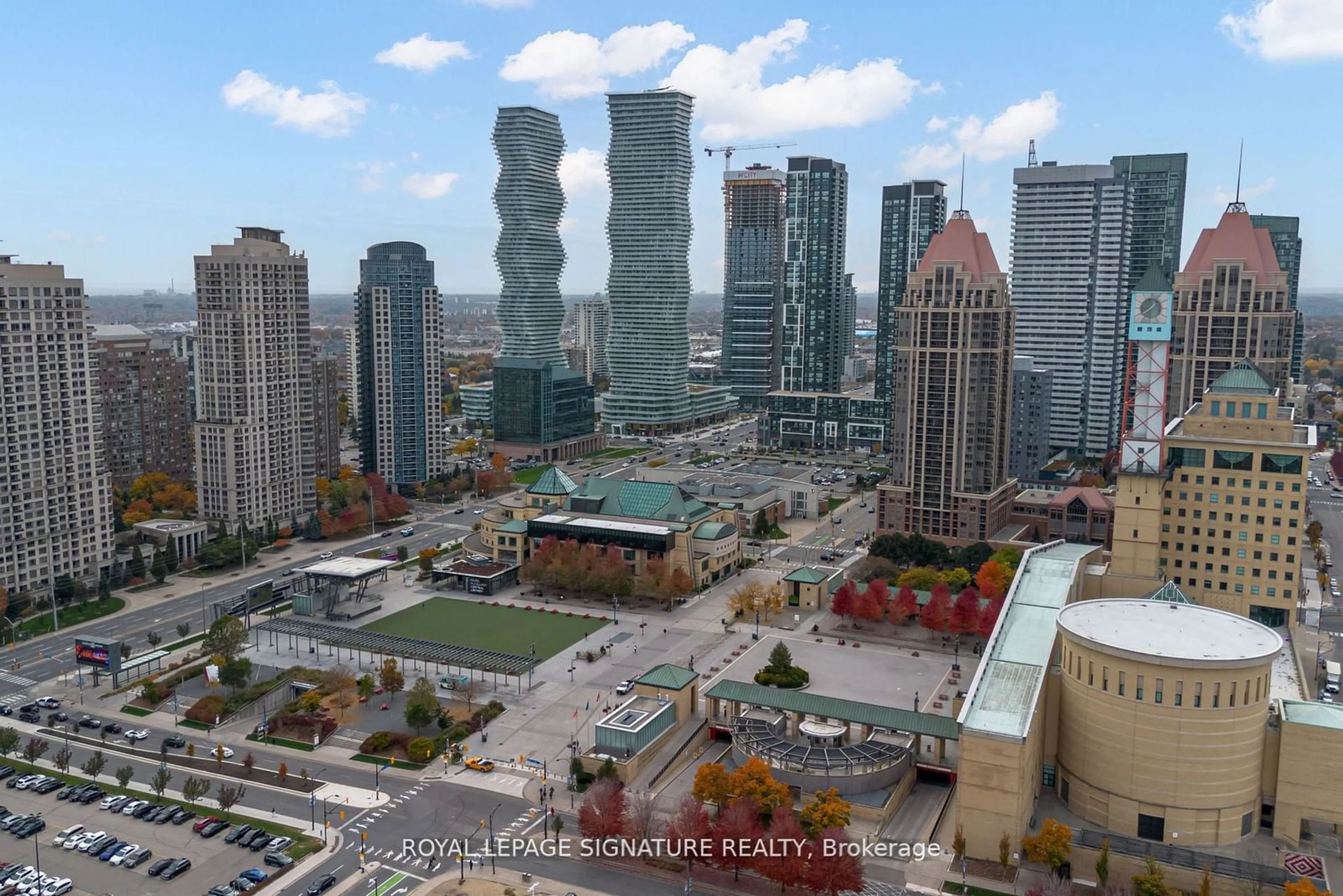 A pic from outside/outdoor area/front of a property/back of a property/a pic from drone, city buildings view from balcony for 4080 Living Arts Dr #407, Mississauga Ontario L5B 4N3