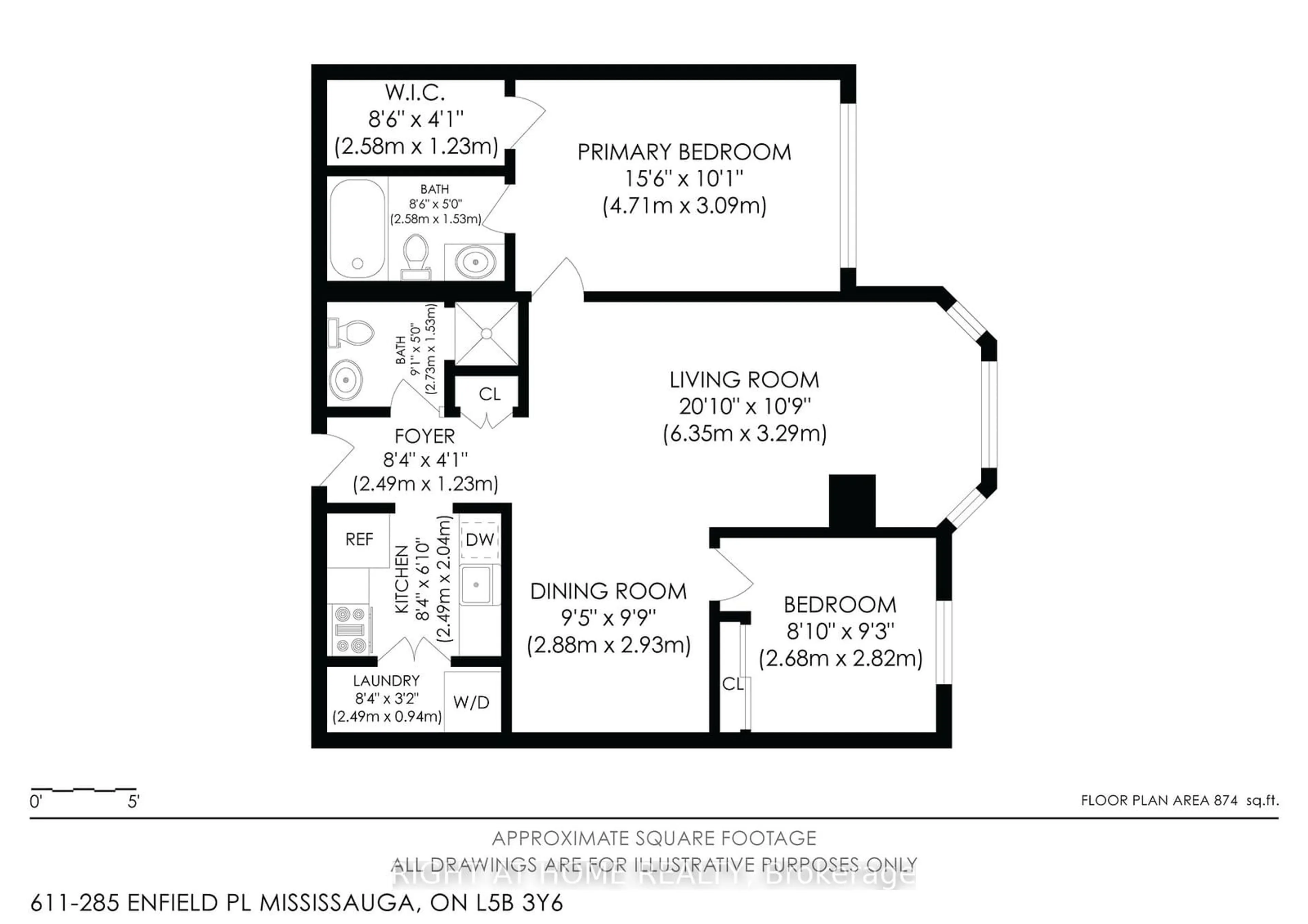 Floor plan for 285 Enfield Pl #611, Mississauga Ontario L5B 3Y6