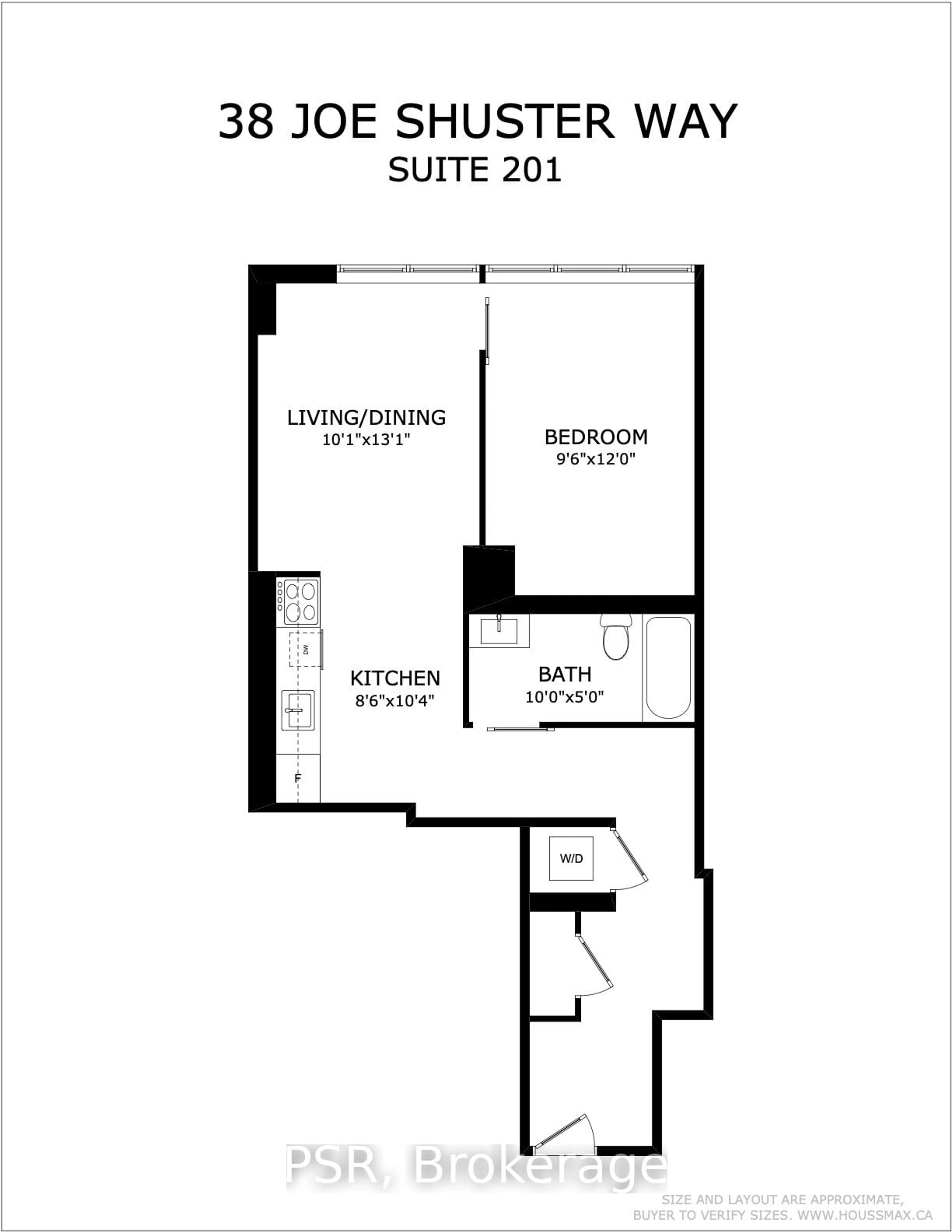 Floor plan for 38 Joe Shuster Way #201, Toronto Ontario M6K 0A5