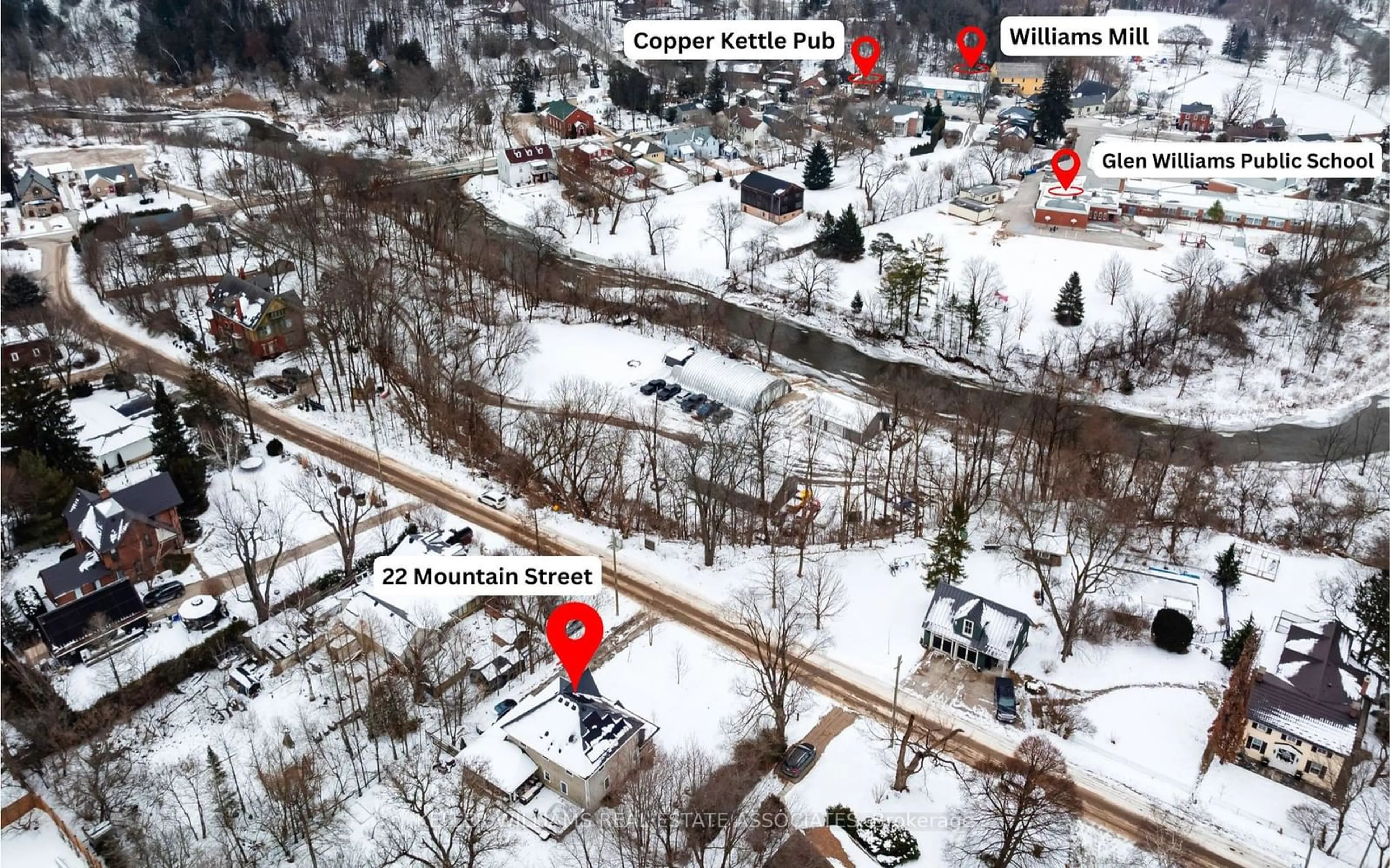 A pic from outside/outdoor area/front of a property/back of a property/a pic from drone, street for 22 Mountain St, Halton Hills Ontario L7G 2X4