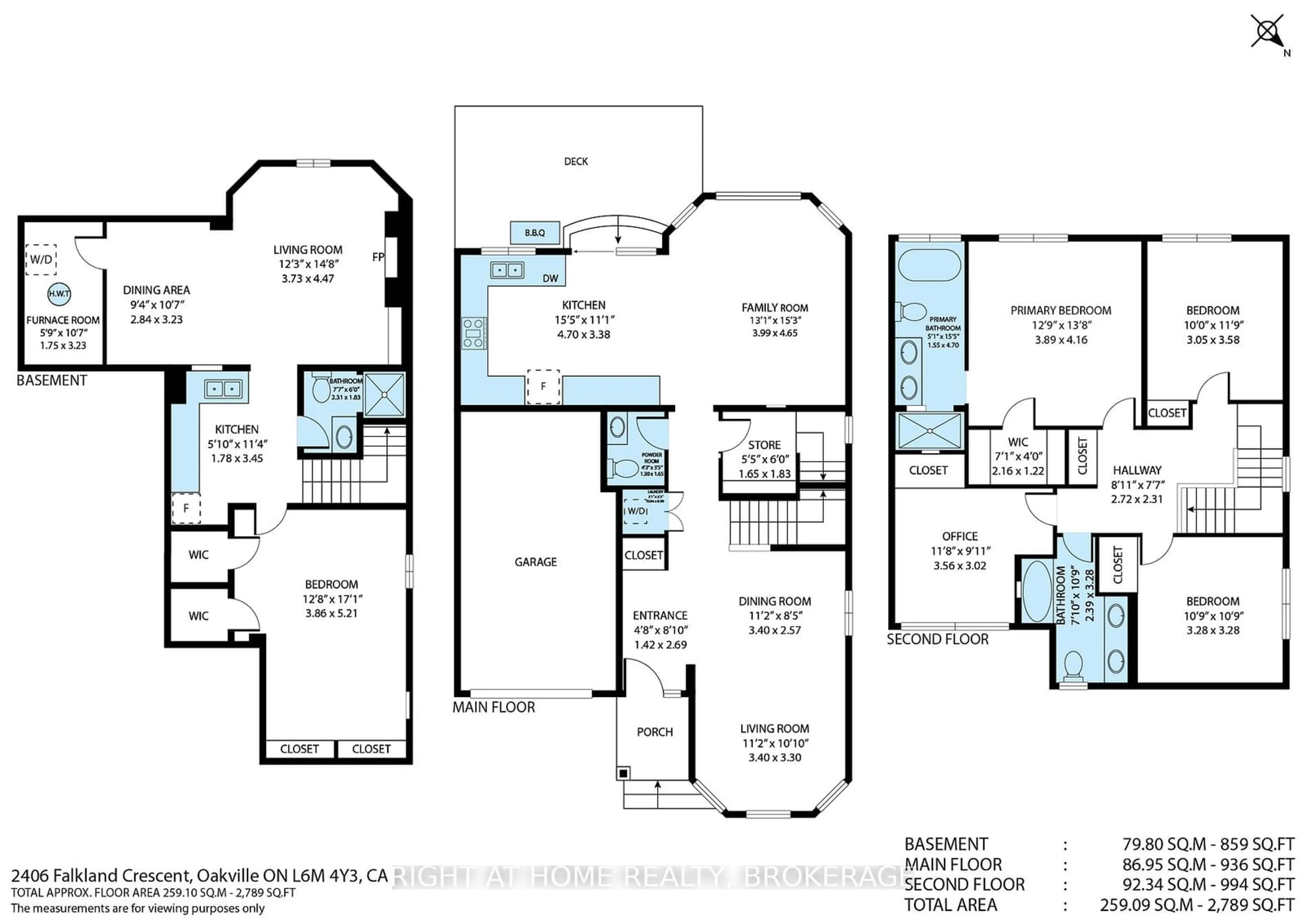 Floor plan for 2406 Falkland Cres, Oakville Ontario L6M 4Y3