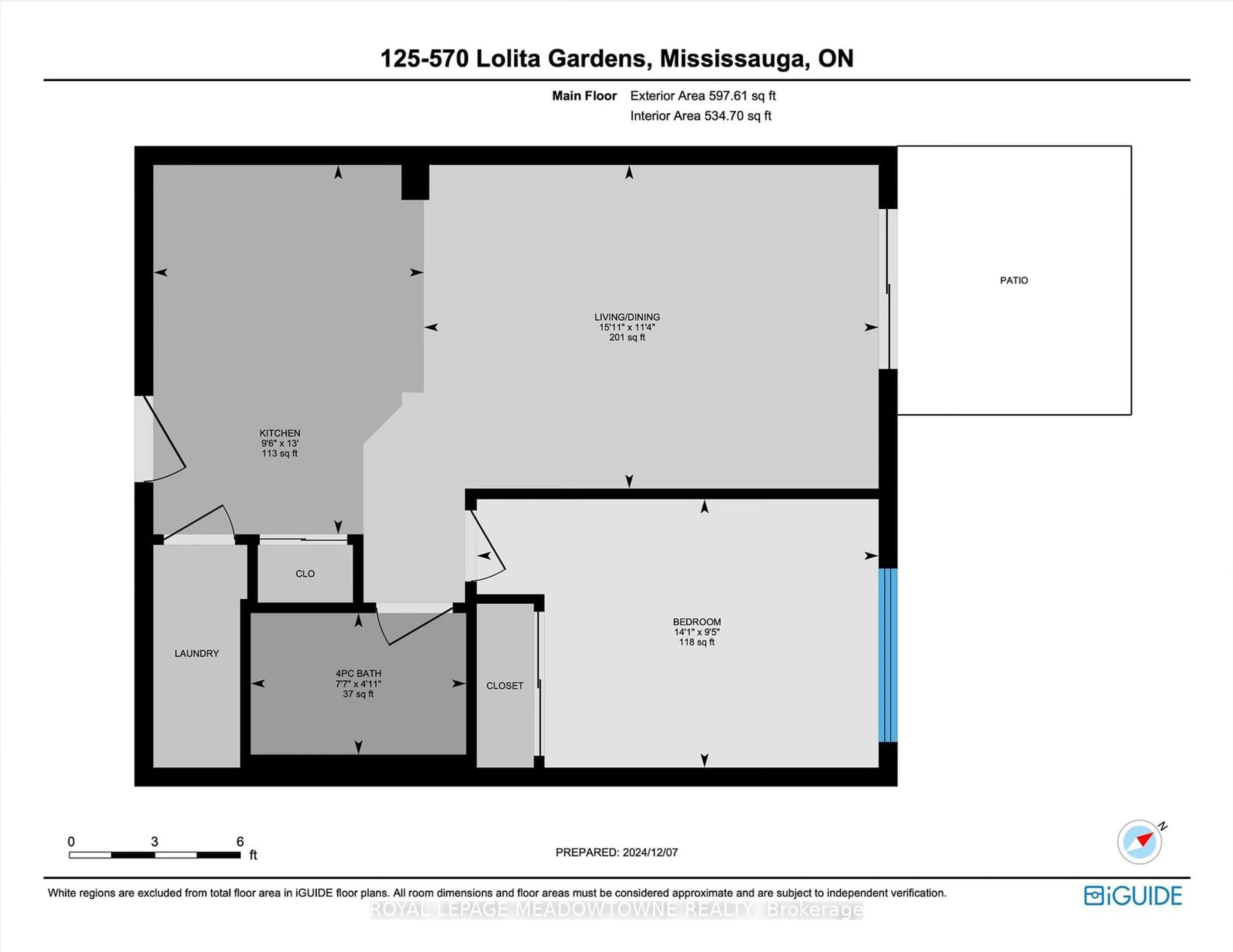 Floor plan for 570 Lolita Gdns #125, Mississauga Ontario L5A 0A1