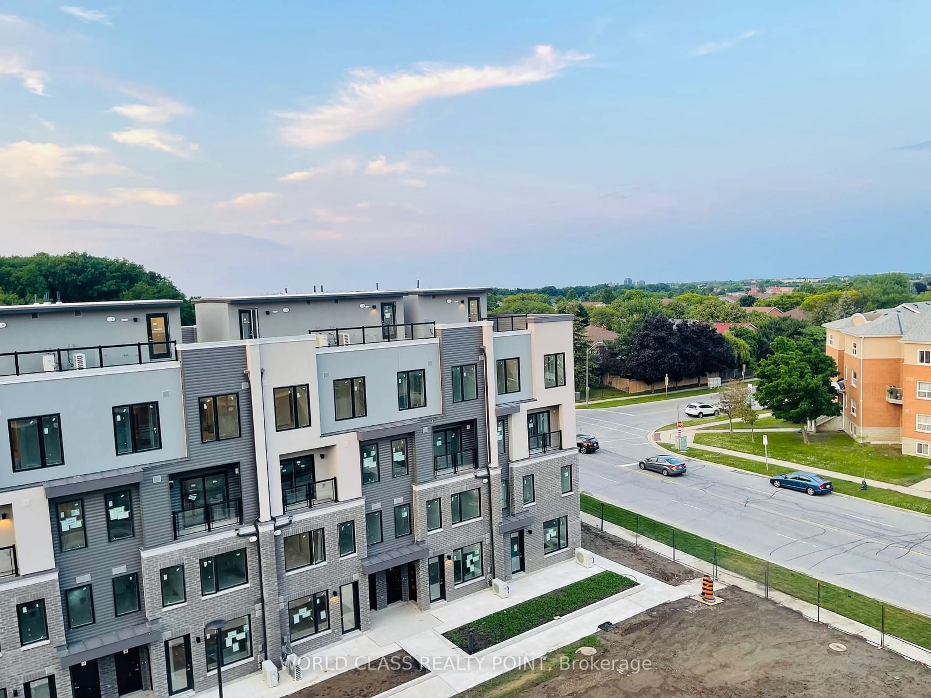 A pic from outside/outdoor area/front of a property/back of a property/a pic from drone, city buildings view from balcony for 3546 Colonial Dr #33, Mississauga Ontario L5L 0C1