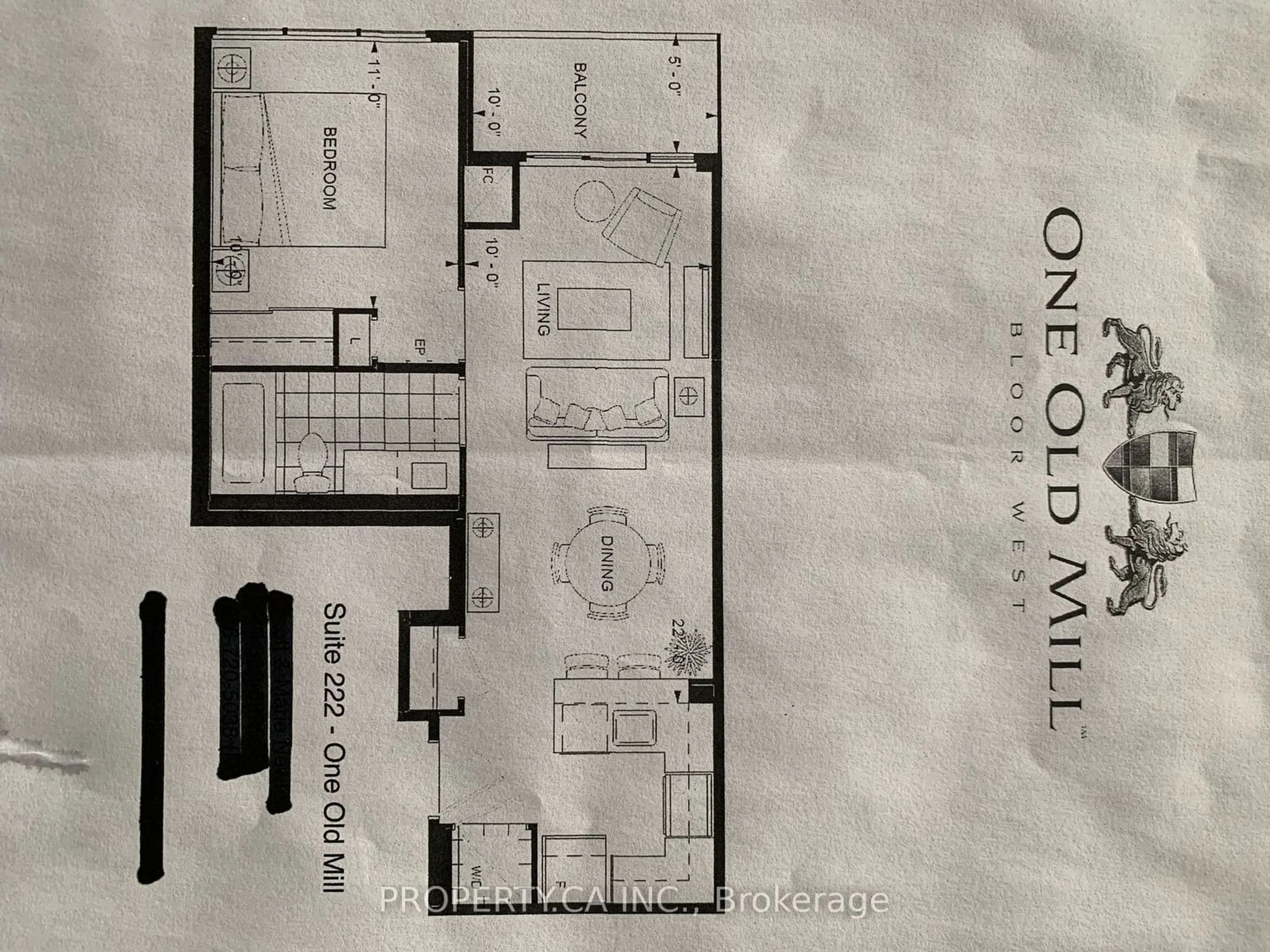 Floor plan for 1 Old Mill Dr #222, Toronto Ontario M6S 0A1