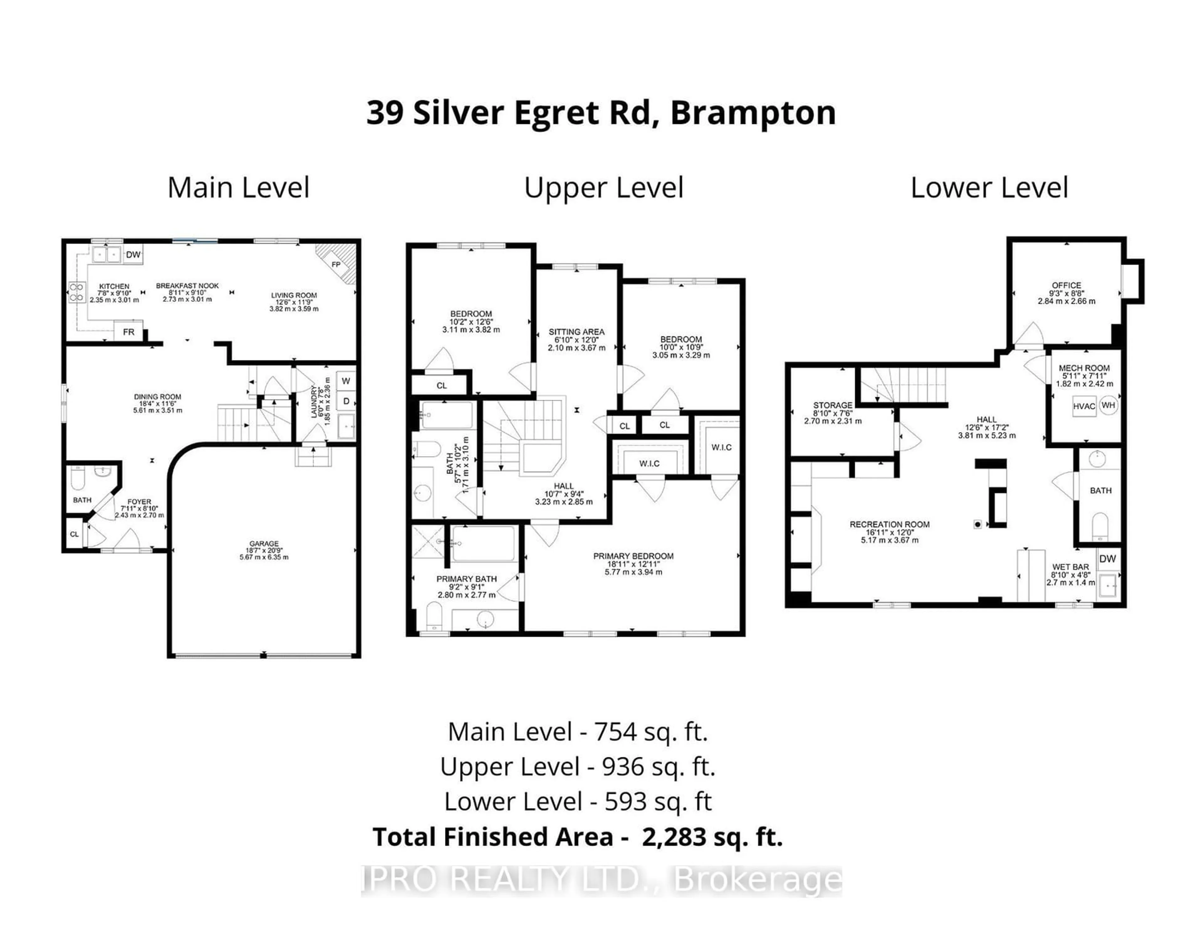 Floor plan for 39 Silver Egret Rd, Brampton Ontario L7A 3P6