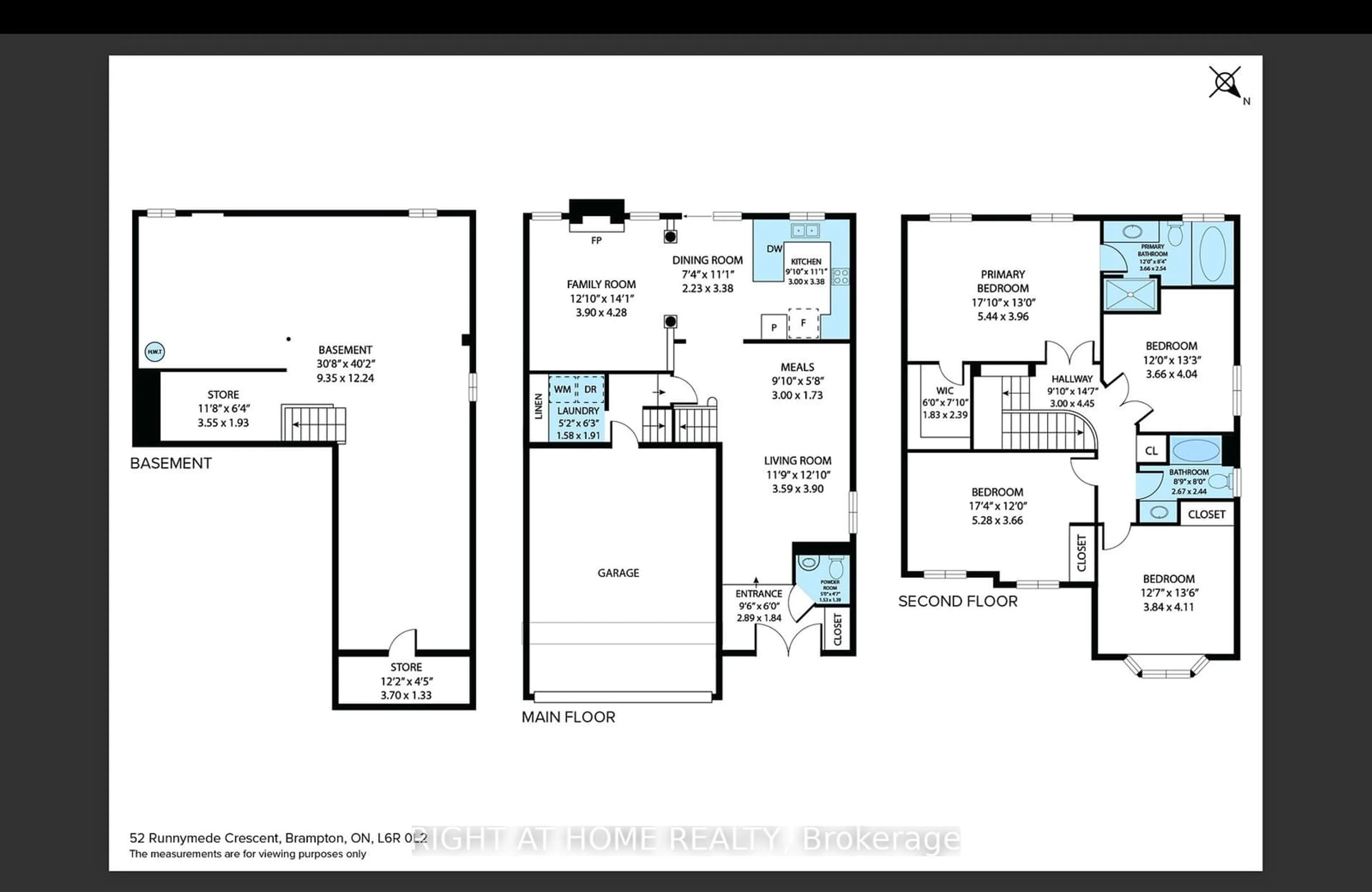 Floor plan for 52 Runnymede Cres, Brampton Ontario L6R 0L2